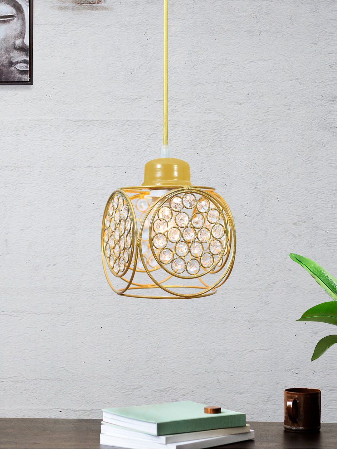 Homesake Yellow Textured Hanging Pendant Ceiling Lamp-picture-55