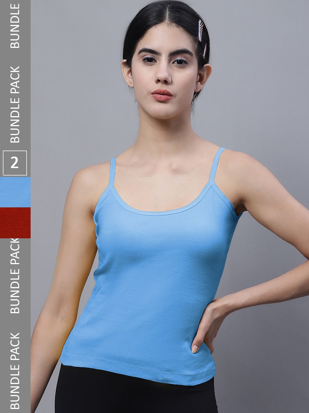 FBAR Pack Of 2 Sleeveless Non Padded Cotton Bio Wash Camisoles-picture-29