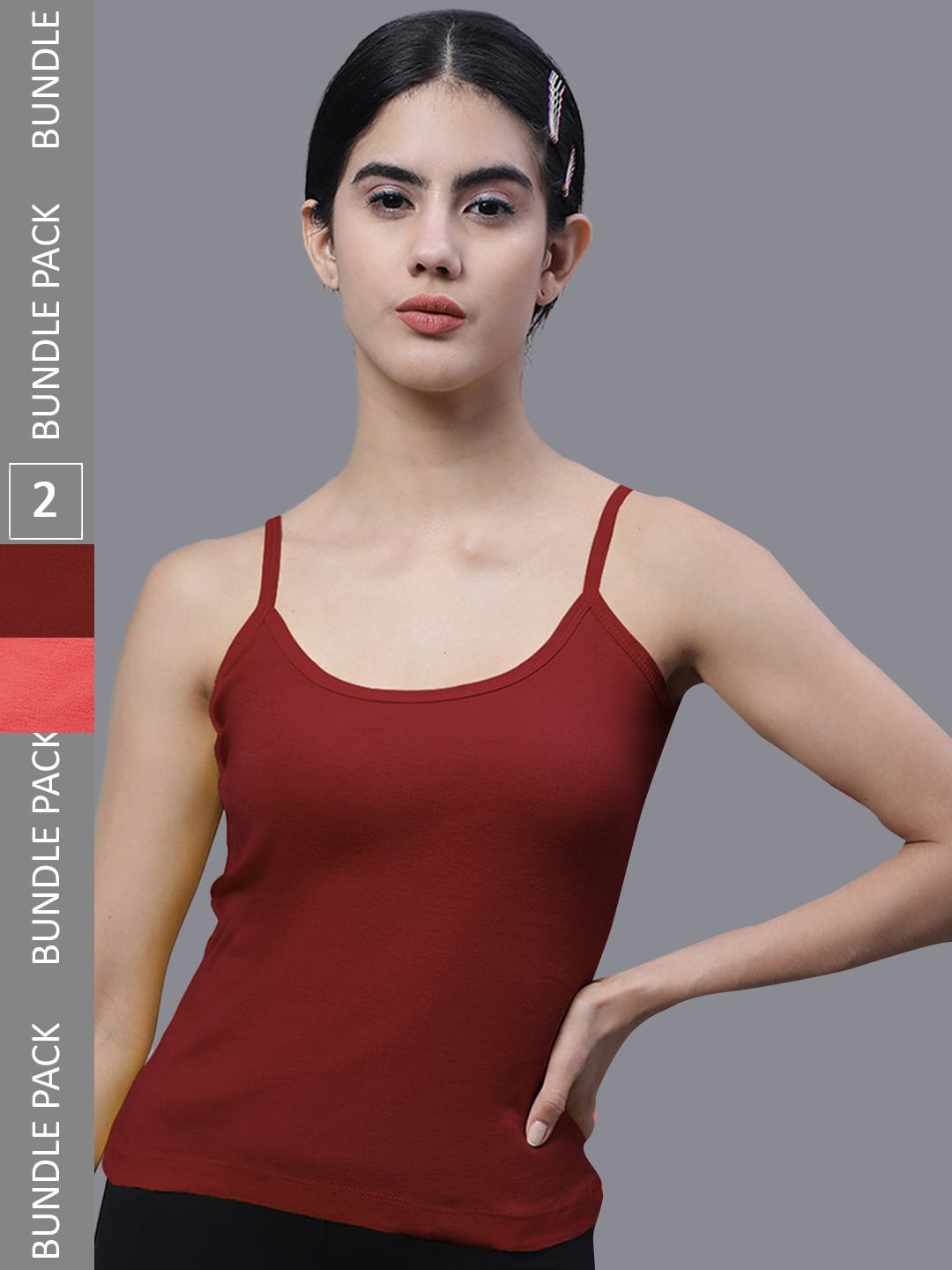 FBAR Pack Of 2 Sleeveless Non Padded Cotton Bio Wash Camisoles-picture-15