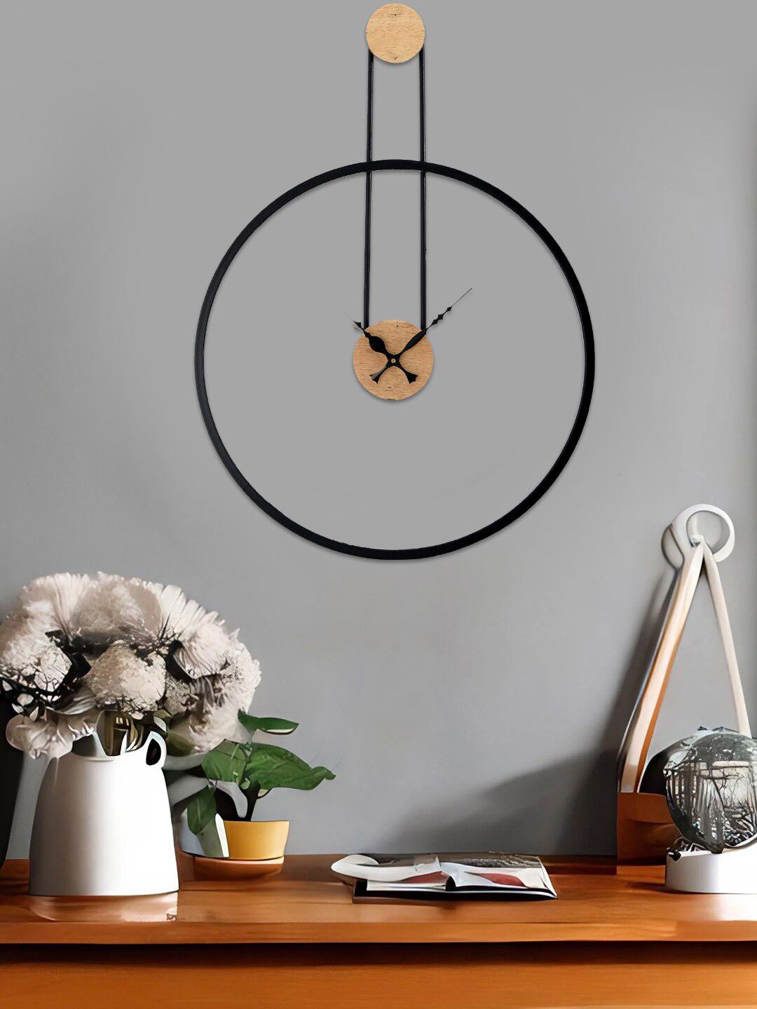 Aapno Rajasthan Black & Beige Contemporary Wall Clock-picture-20