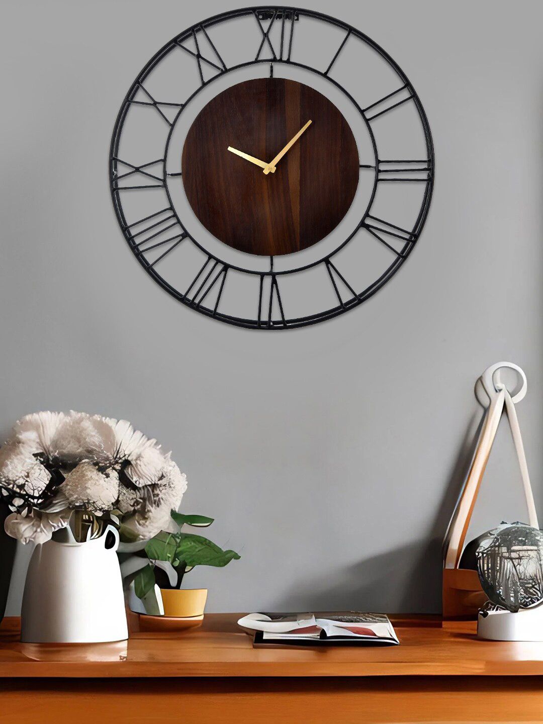 Aapno Rajasthan Black & Brown Analogue Contemporary Wall Clock-picture-21