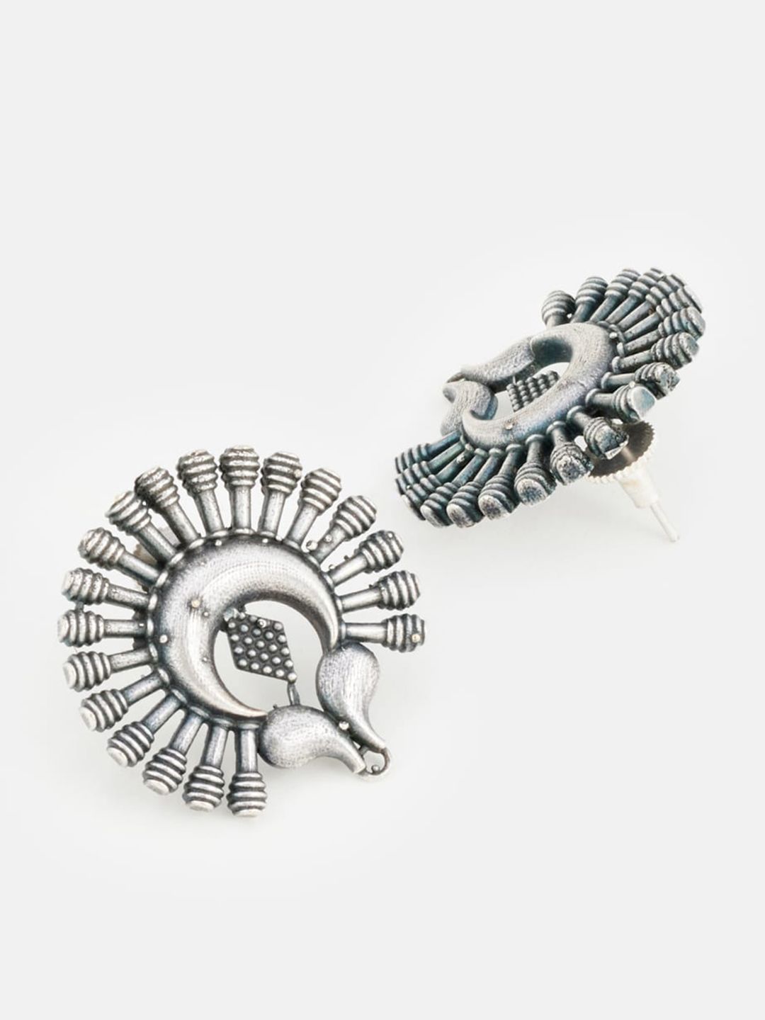 ATIBELLE Silver-Plated Contemporary Studs Earrings
