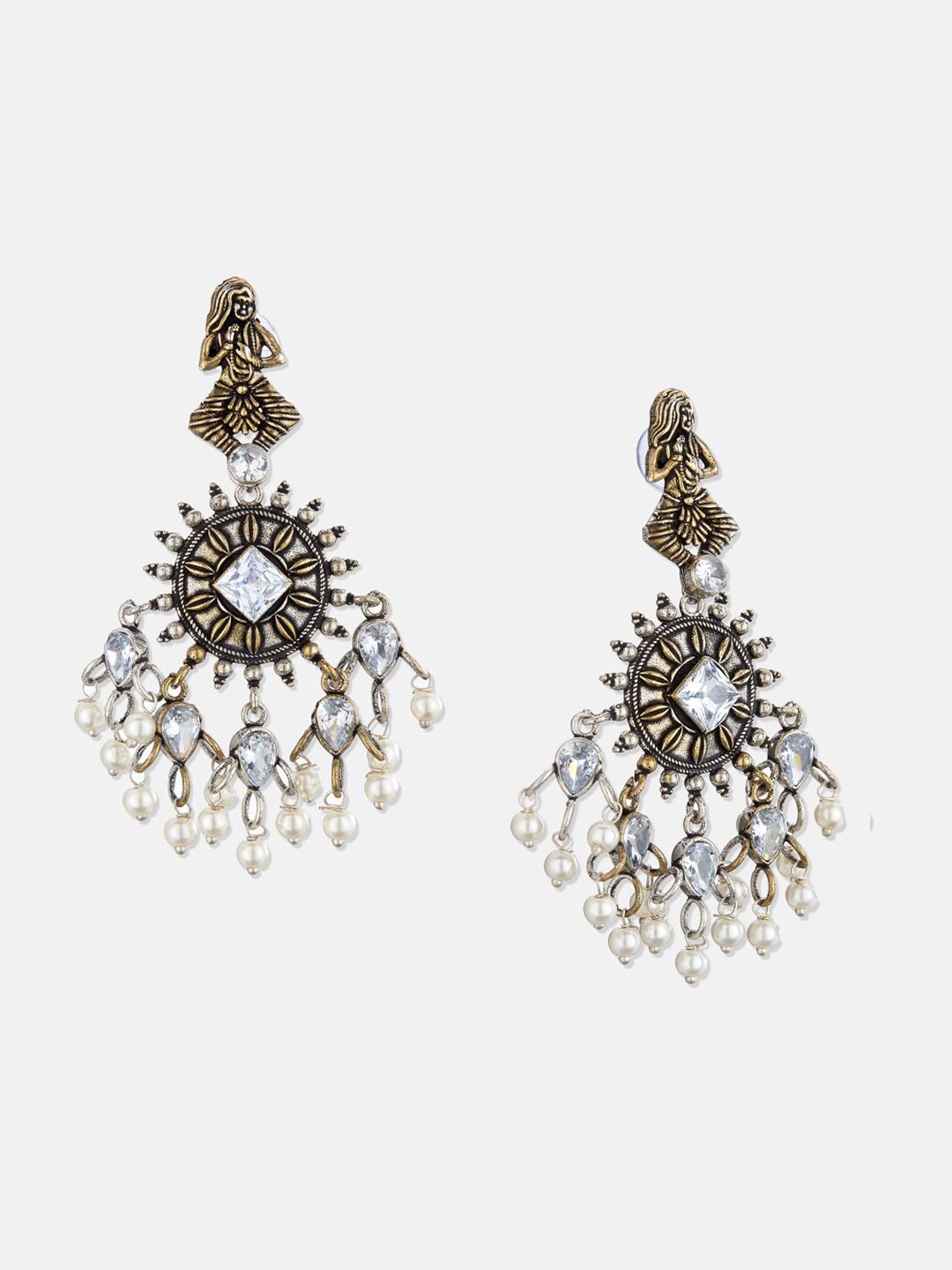 ATIBELLE Silver-Plated Contemporary Drop Earrings