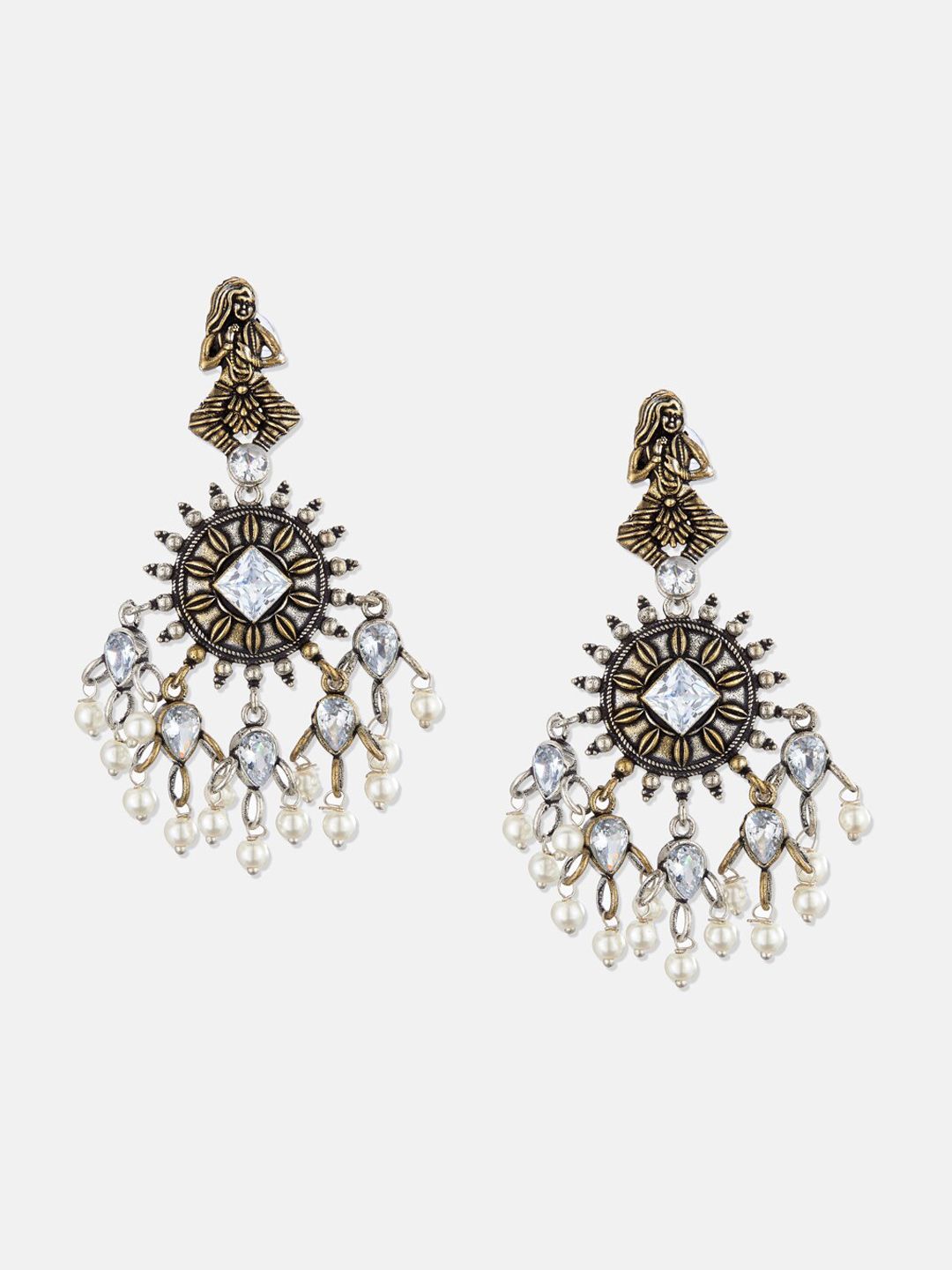 ATIBELLE Silver-Plated Contemporary Drop Earrings