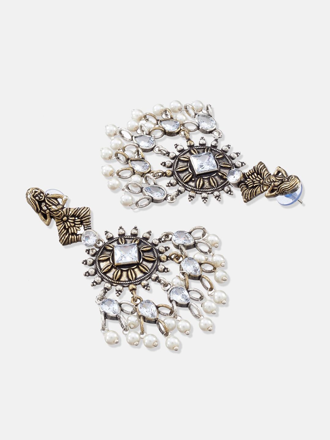 ATIBELLE Silver-Plated Contemporary Drop Earrings