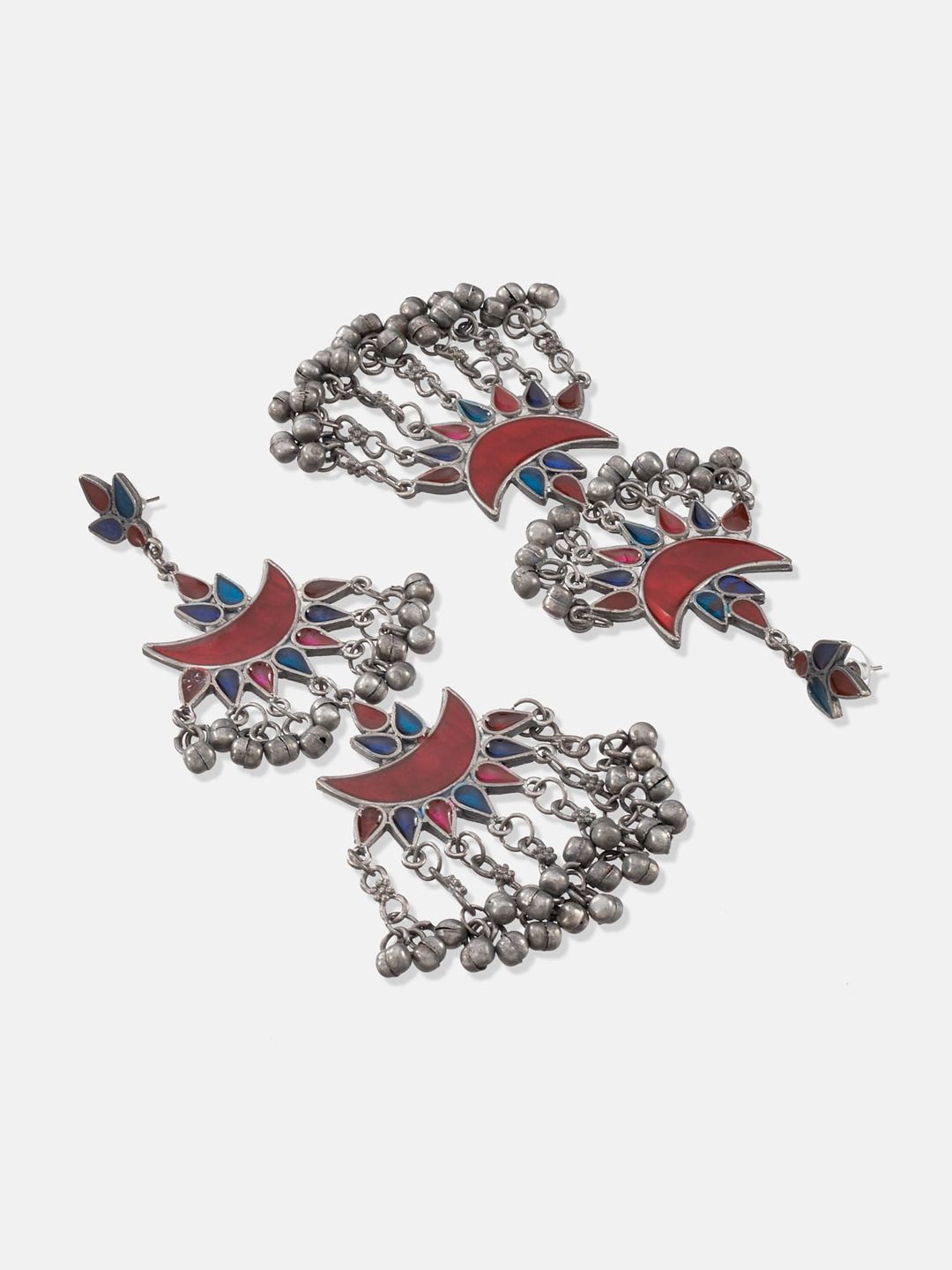 ATIBELLE Silver-Plated Contemporary Chandbalis Earrings