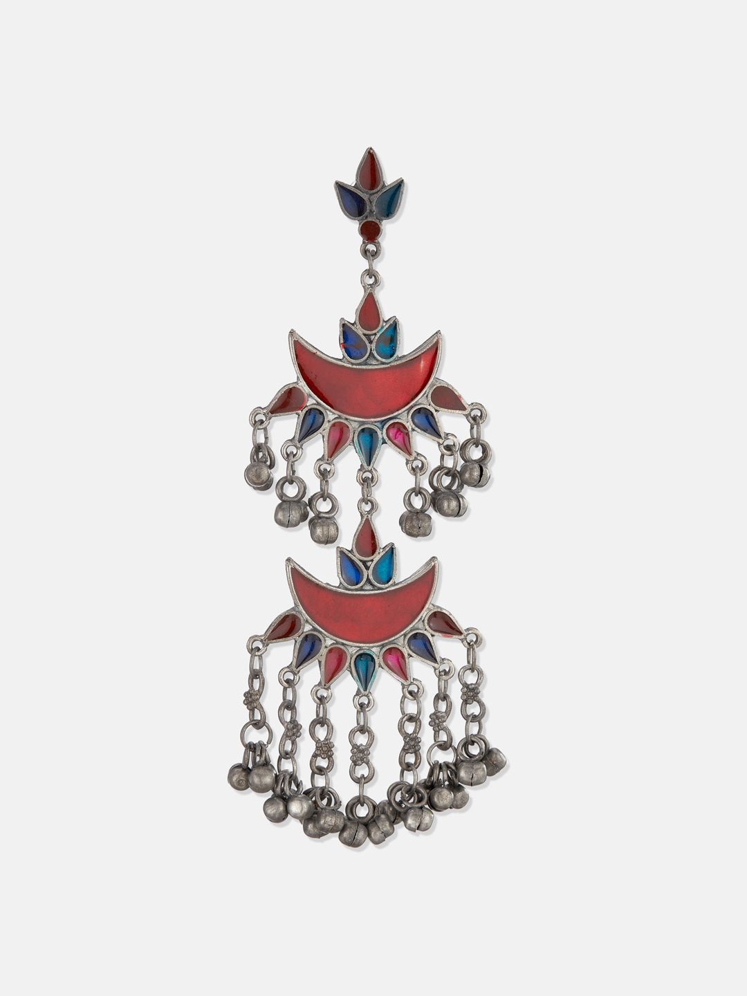 ATIBELLE Silver-Plated Contemporary Chandbalis Earrings