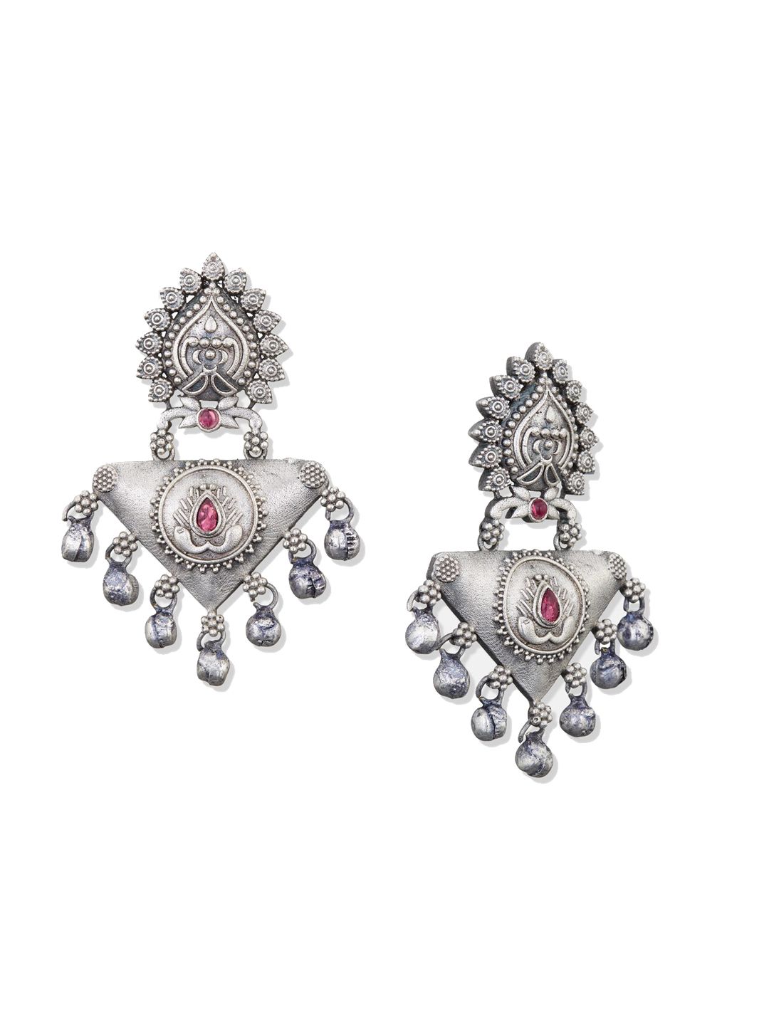 ATIBELLE Silver-Plated Contemporary Drop Earrings