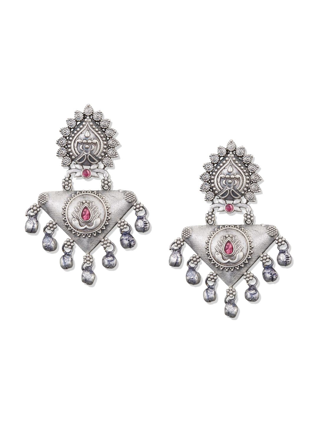 ATIBELLE Silver-Plated Contemporary Drop Earrings
