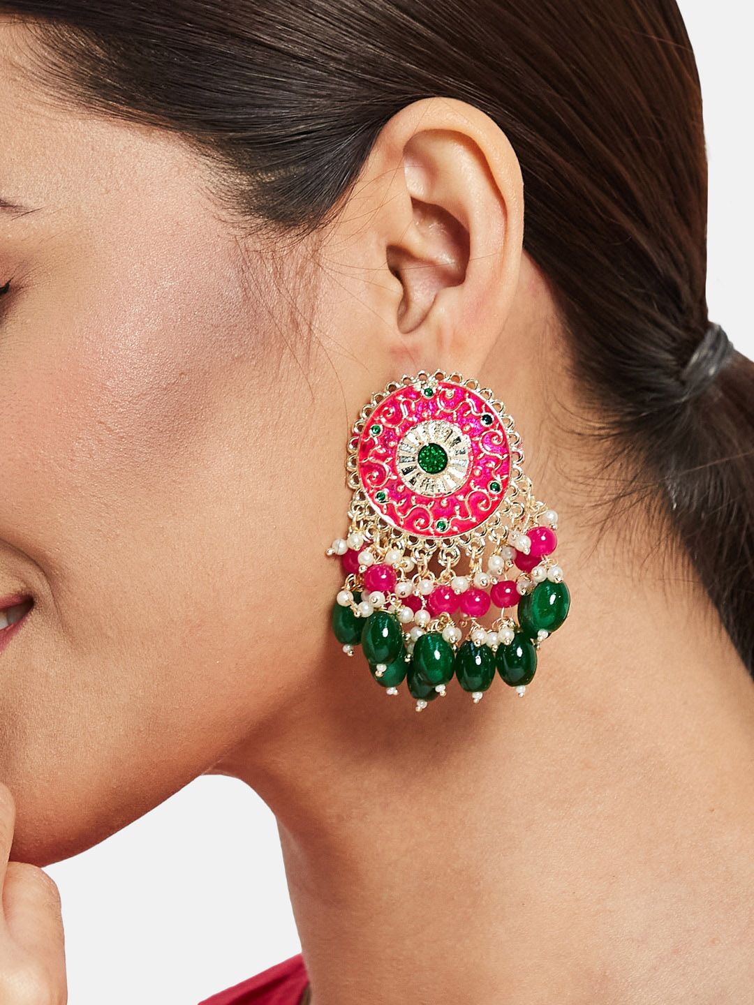 ATIBELLE Gold-Plated Contemporary Chandbalis Earrings