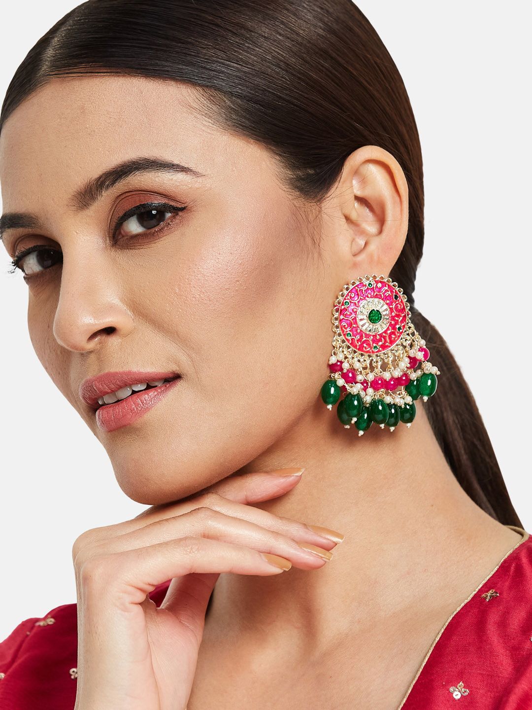 ATIBELLE Gold-Plated Contemporary Chandbalis Earrings