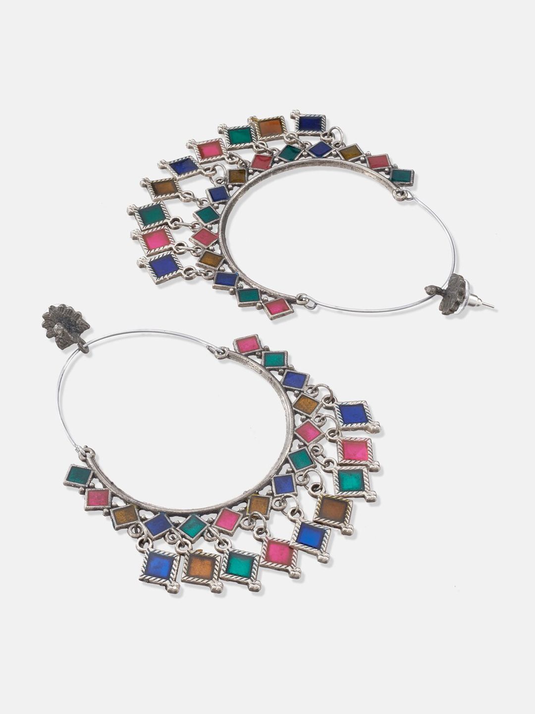 ATIBELLE Silver-Plated Contemporary Hoop Earrings