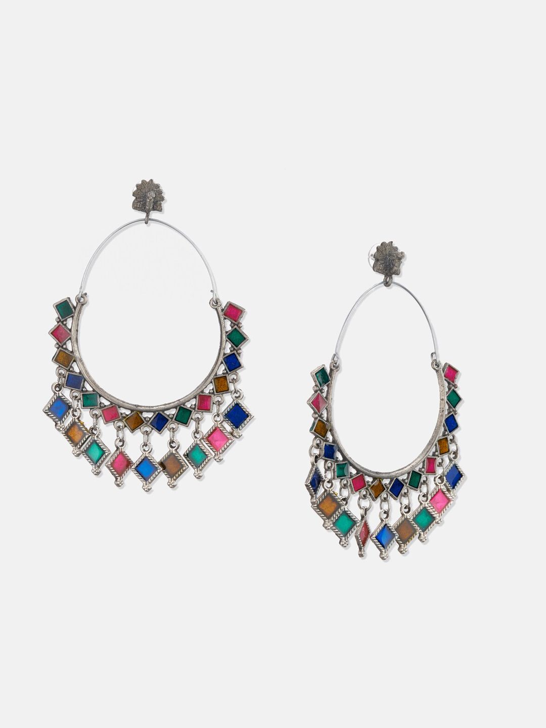 ATIBELLE Silver-Plated Contemporary Hoop Earrings