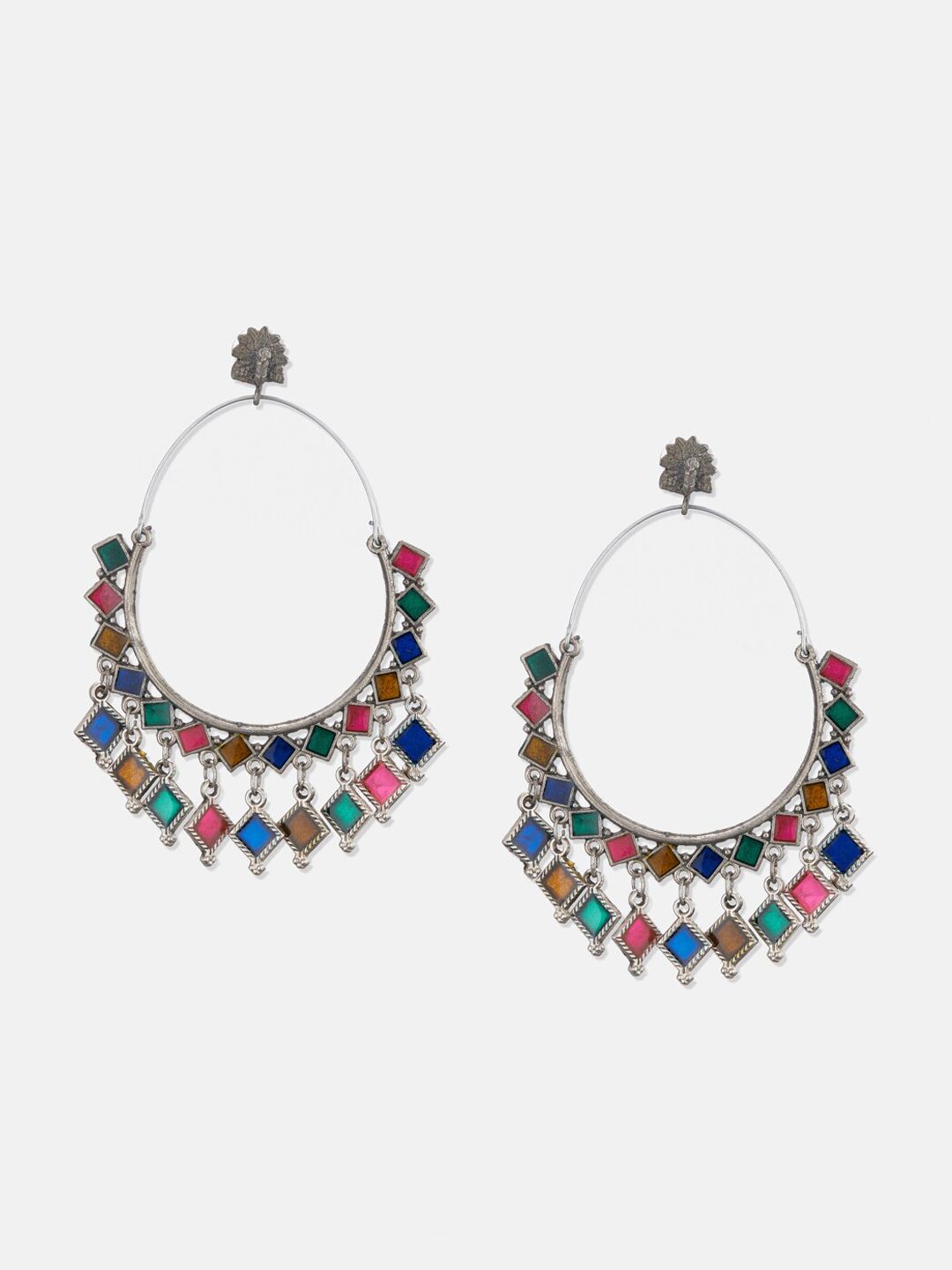 ATIBELLE Silver-Plated Contemporary Hoop Earrings