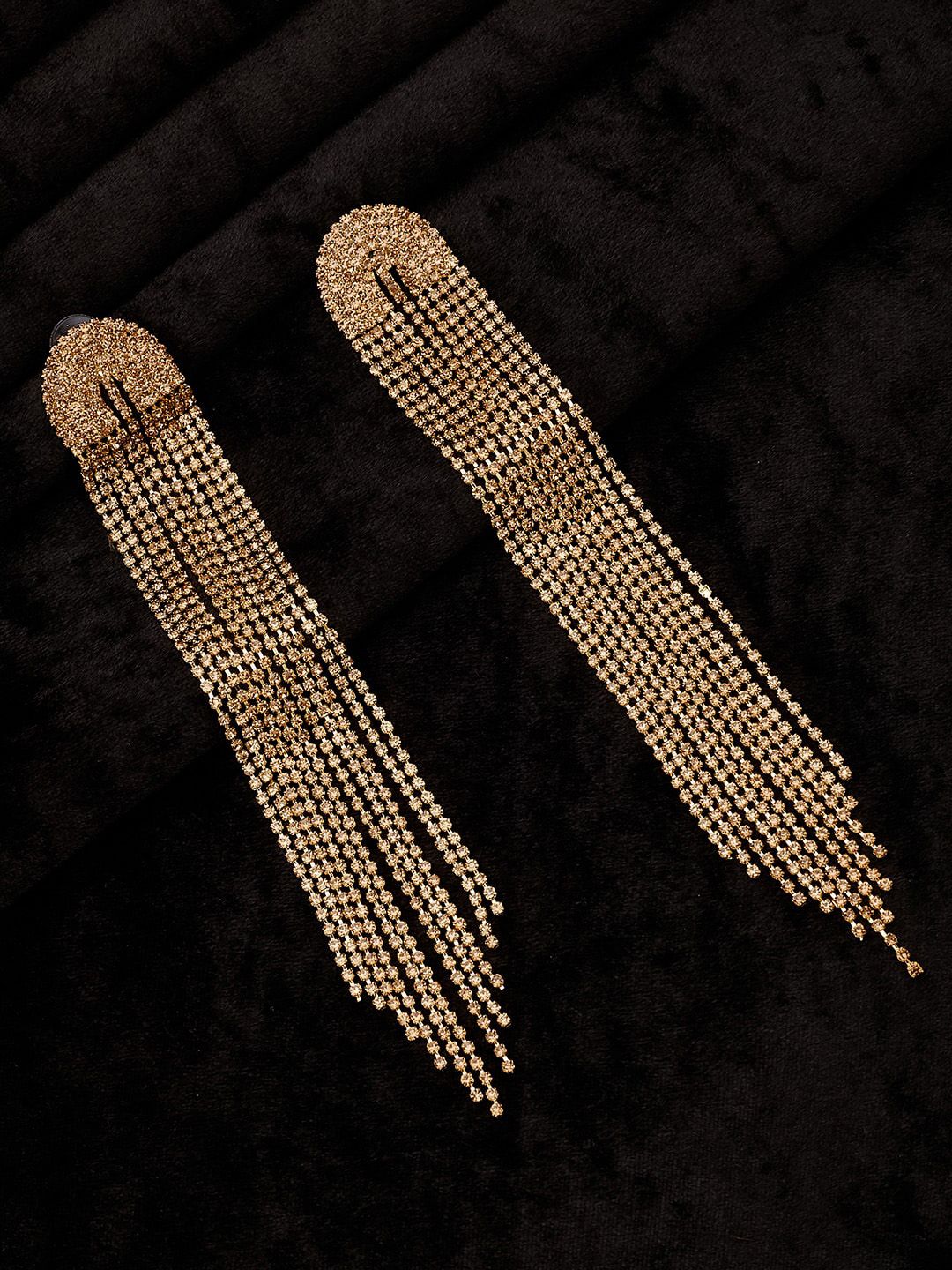 ATIBELLE Gold-Plated Stone Studded Drop Earrings
