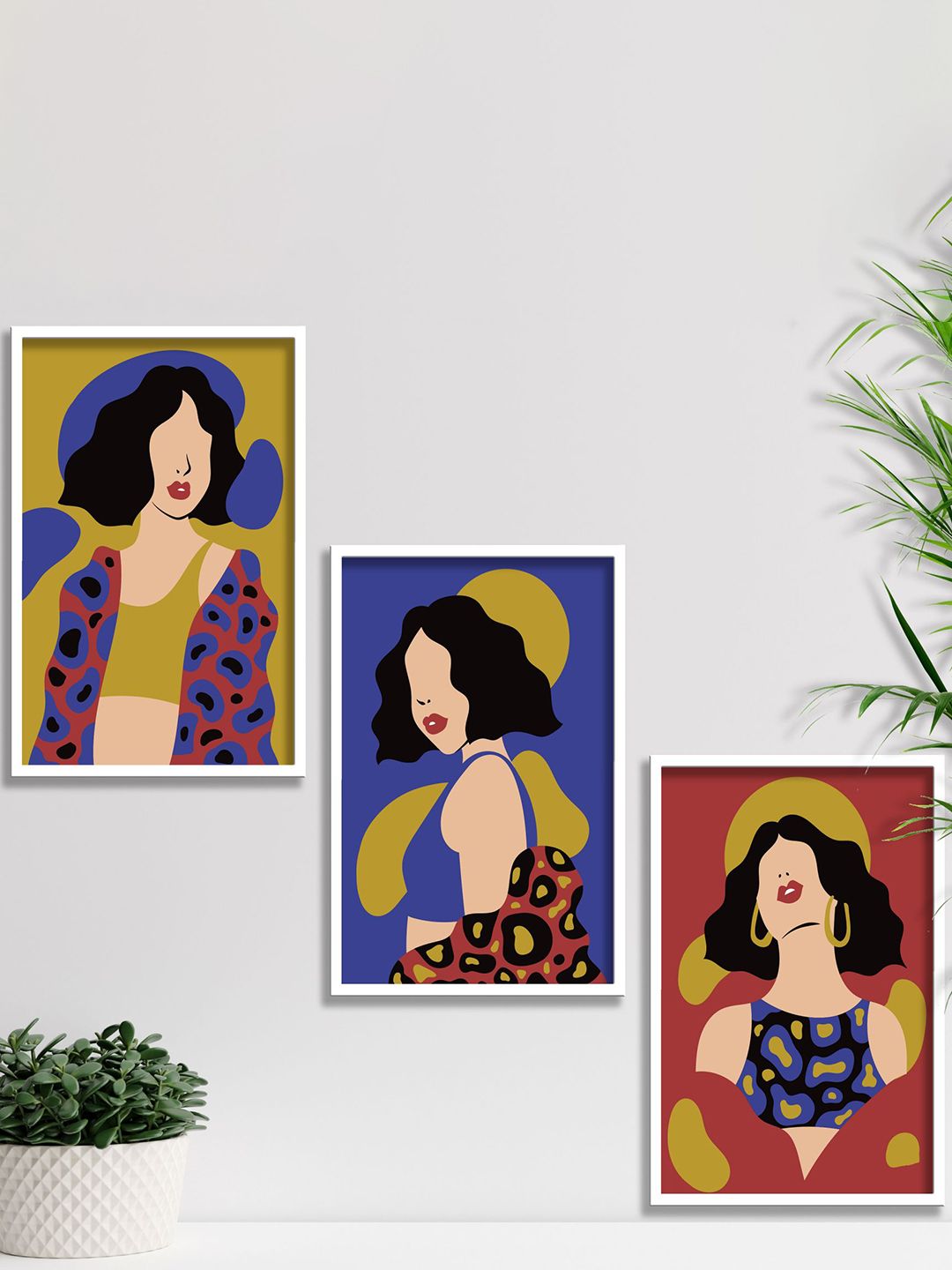 SAF Blue and Yellow 3 Pieces Modern Art Painting Framed Wall Arts-image-25