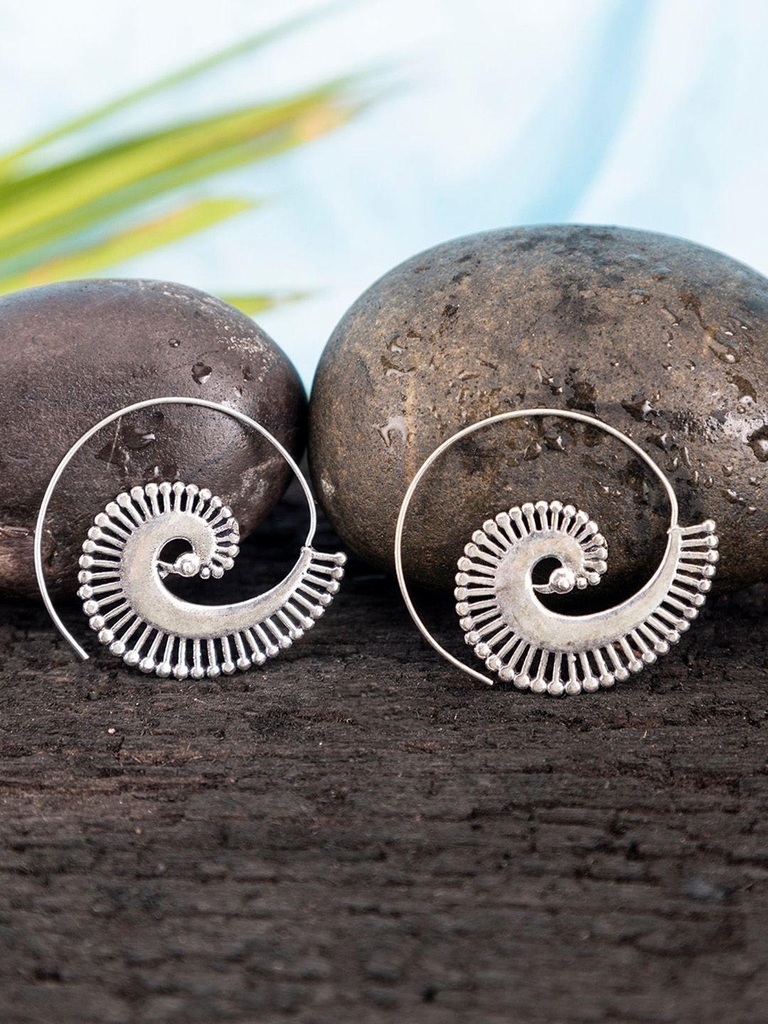 Studio One Love Silver-Plated Contemporary Hoop Earrings-image-2