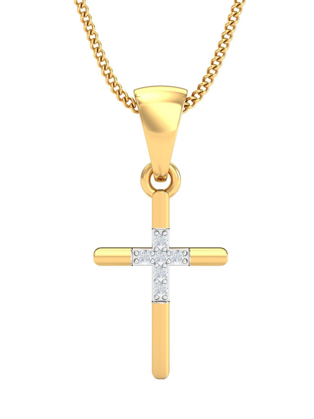 KUBERBOX Almighty Jesus 18KT Gold Diamond-Studded Pendent-0.7gm