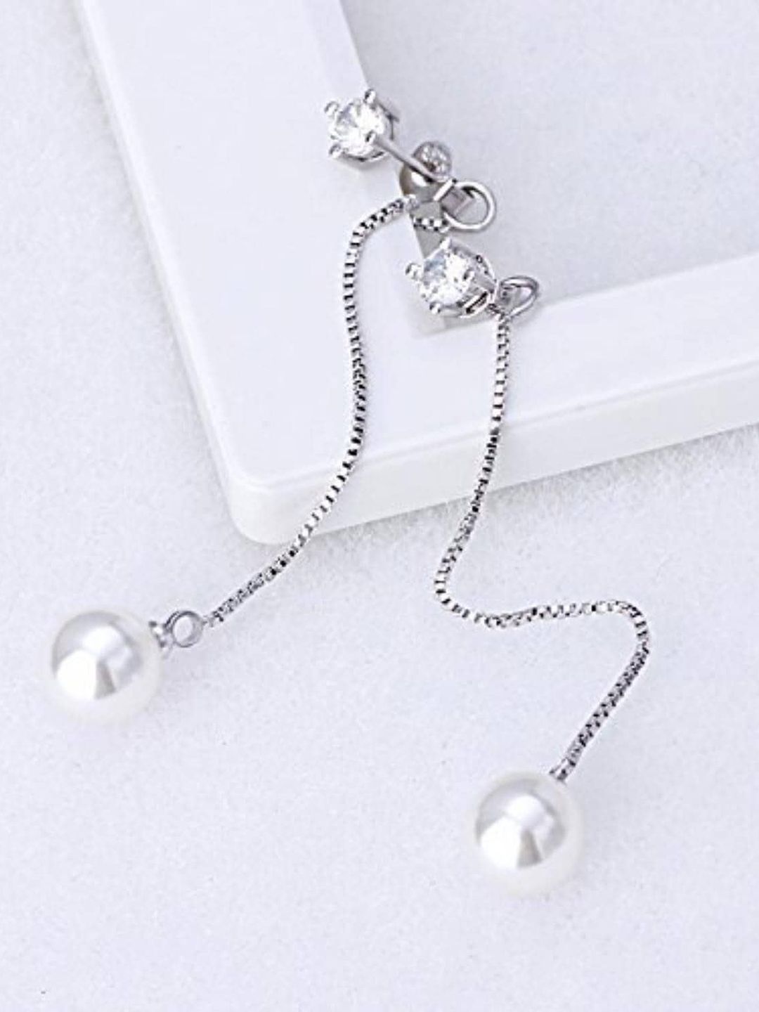 MYKI Silver-Toned Contemporary Drop Earrings-picture-25