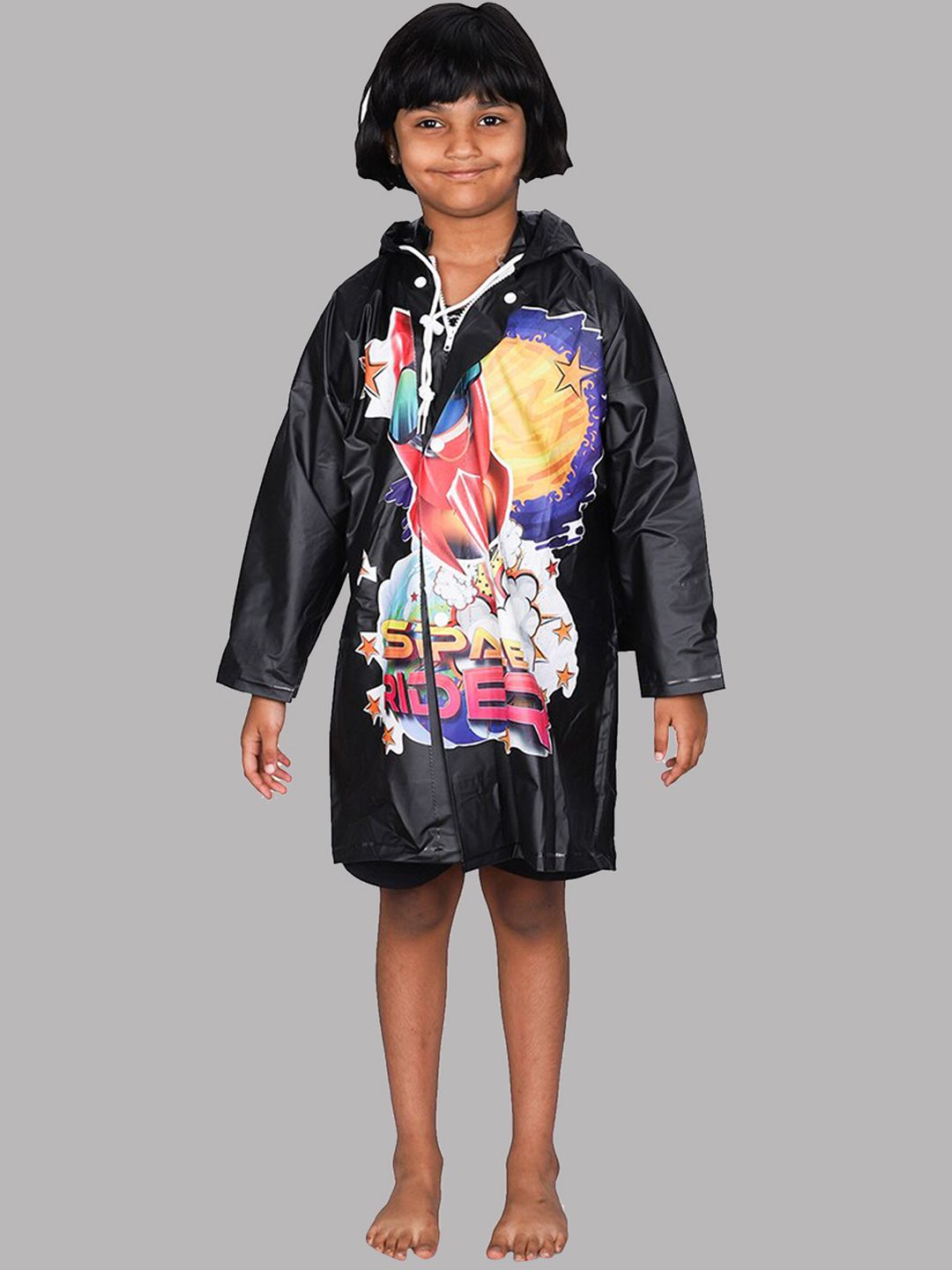 THE CLOWNFISH Printed Adjustable Hood Rain Jacket-picture-27
