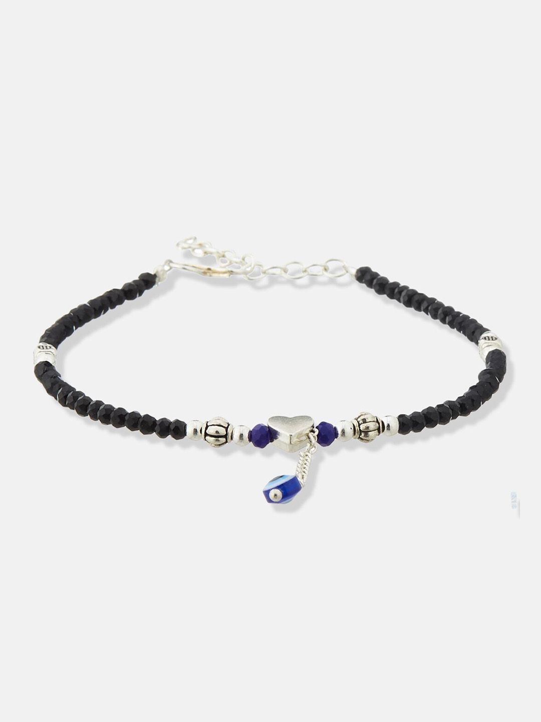 ATIBELLE Set Of 2 Silver-Plated Stone-Studded & Beaded Anklets