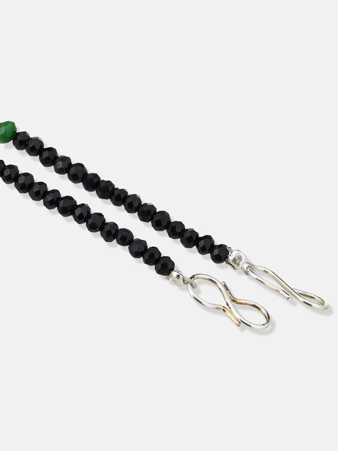 ATIBELLE Set Of 2 Silver-Plated Stone-Studded & Beaded Anklets