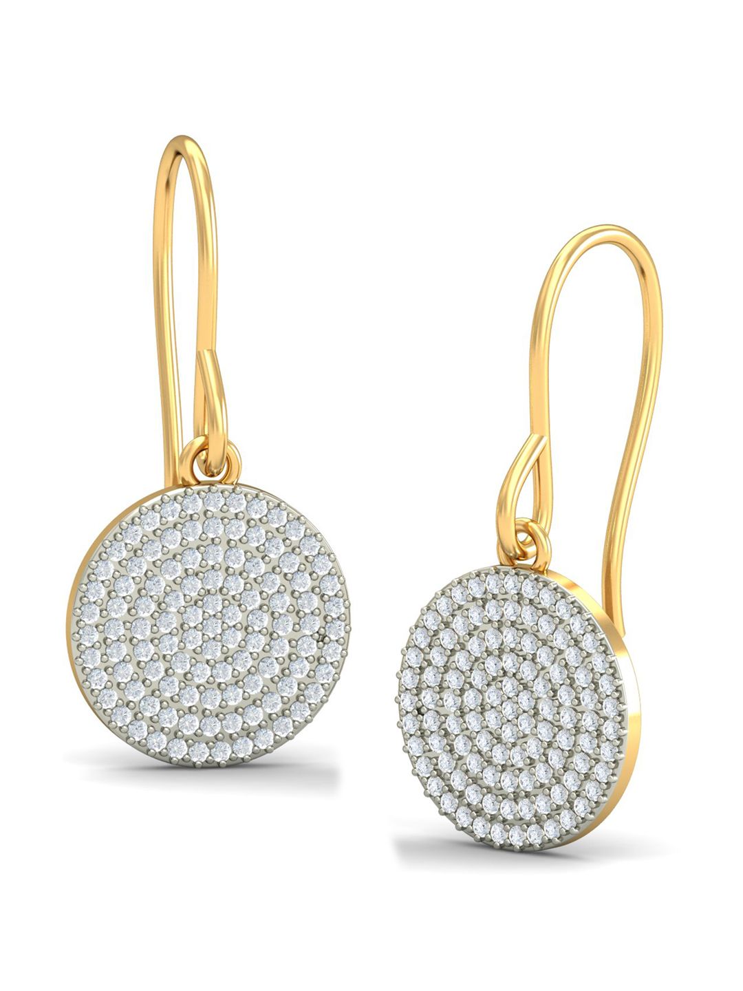 KUBERBOX Opulent Desire 18KT Gold Diamond Studded Drop Earrings-4.32gm-picture-19