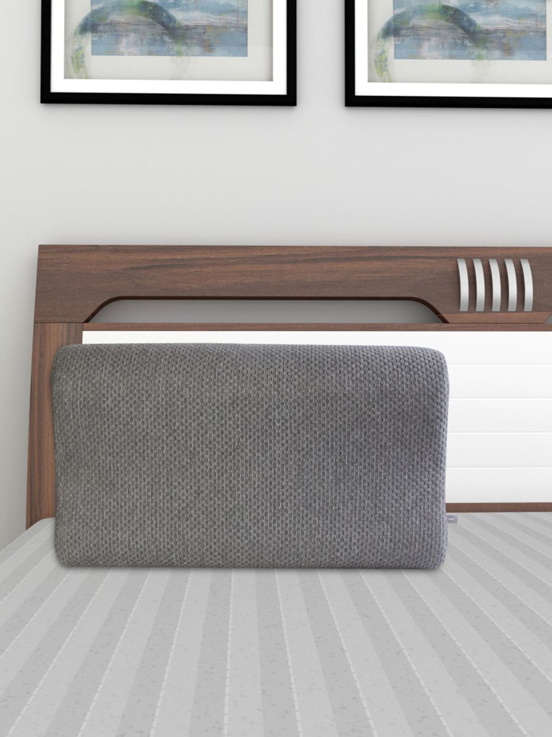 Home Centre Grey Self Design Memory Foam Pillow-image-16