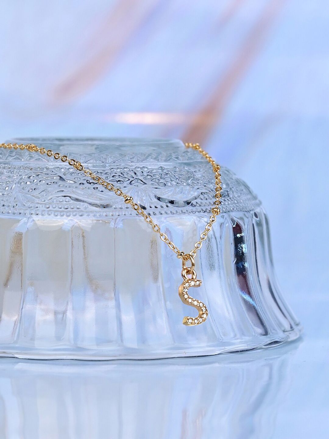 Accessorize Gold-Plated Initial S Sparkle Pendant Necklace-picture-25