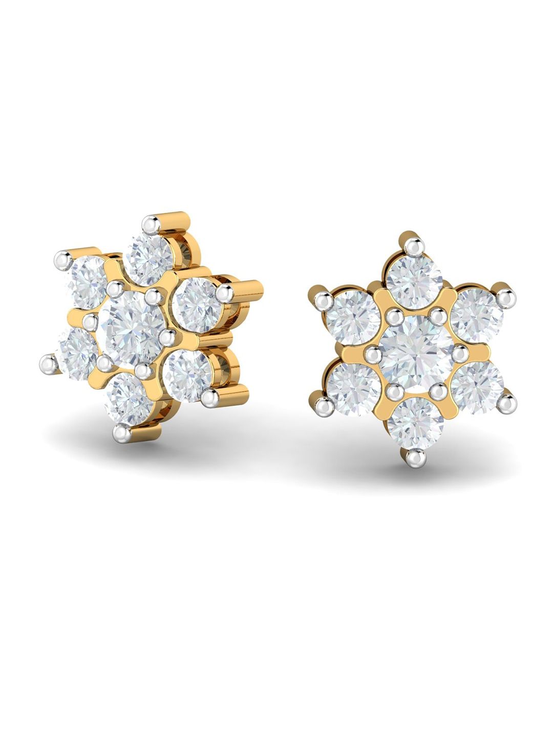 KUBERBOX 18KT Gold Diamond-Studded Stud Earrings- 2.88 gm-image-9