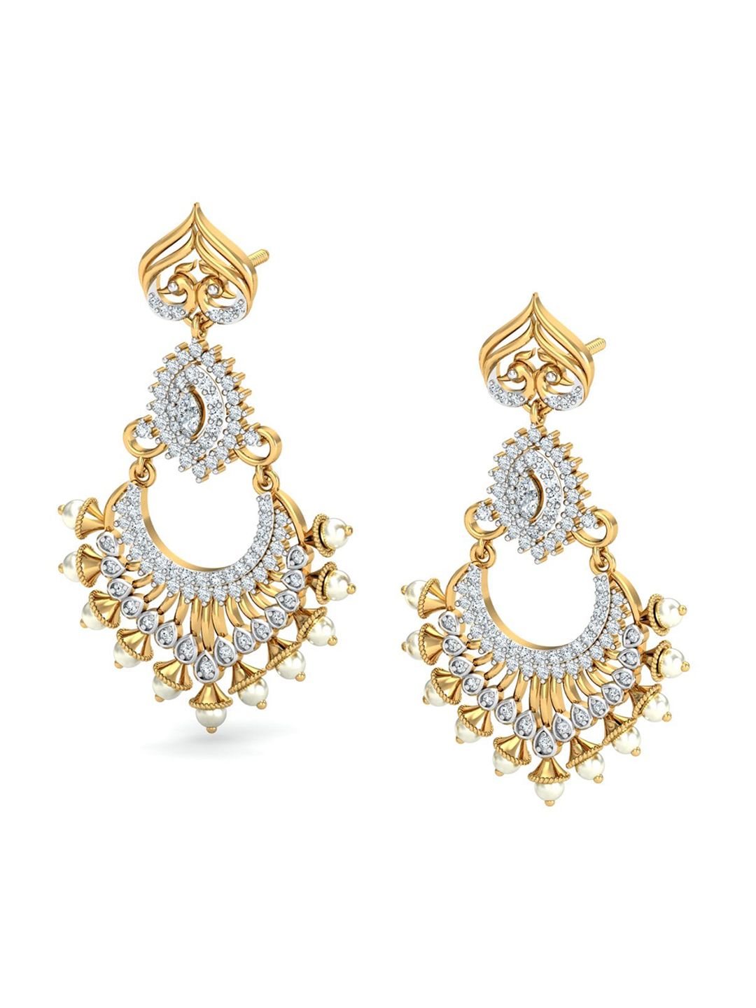 KUBERBOX Peacock Majestic 18KT Gold Diamond-Studded ChandBali Earrings-picture-36