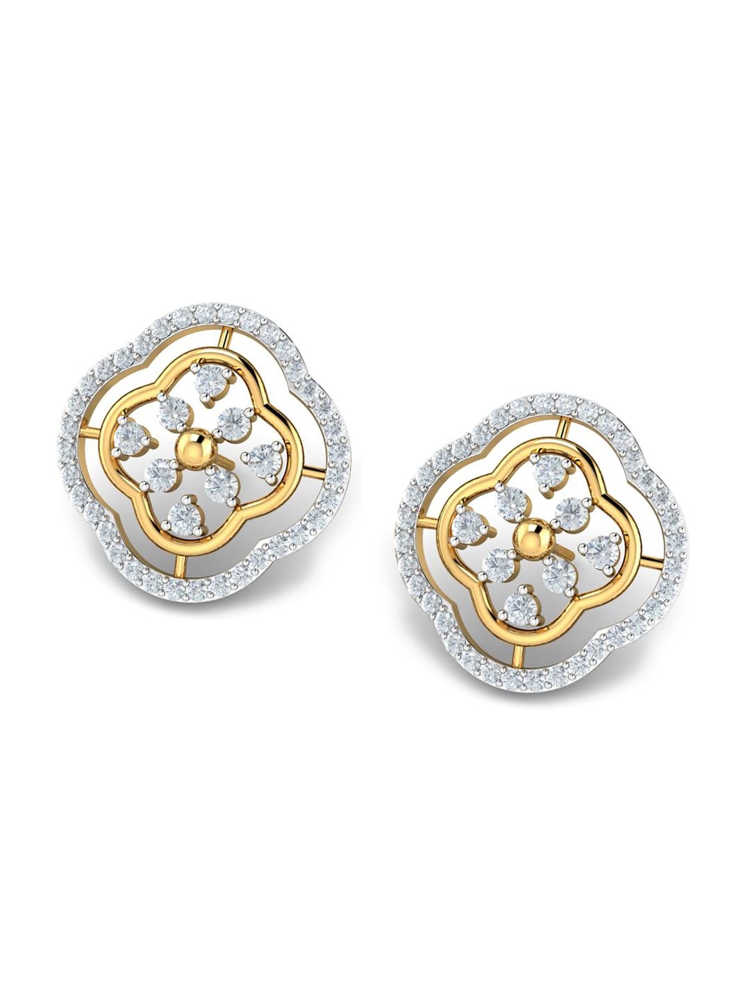 KUBERBOX 18KT Gold Diamond-Studded Stud Earrings - 5.38gm-image-6