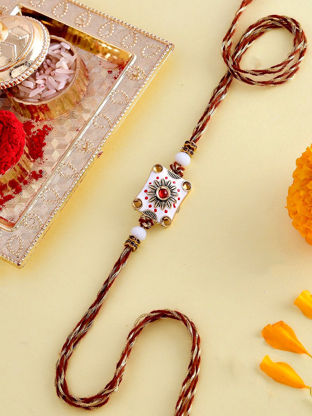 Voylla Stone-Studded & Beaded Thread Rakhi-image-33