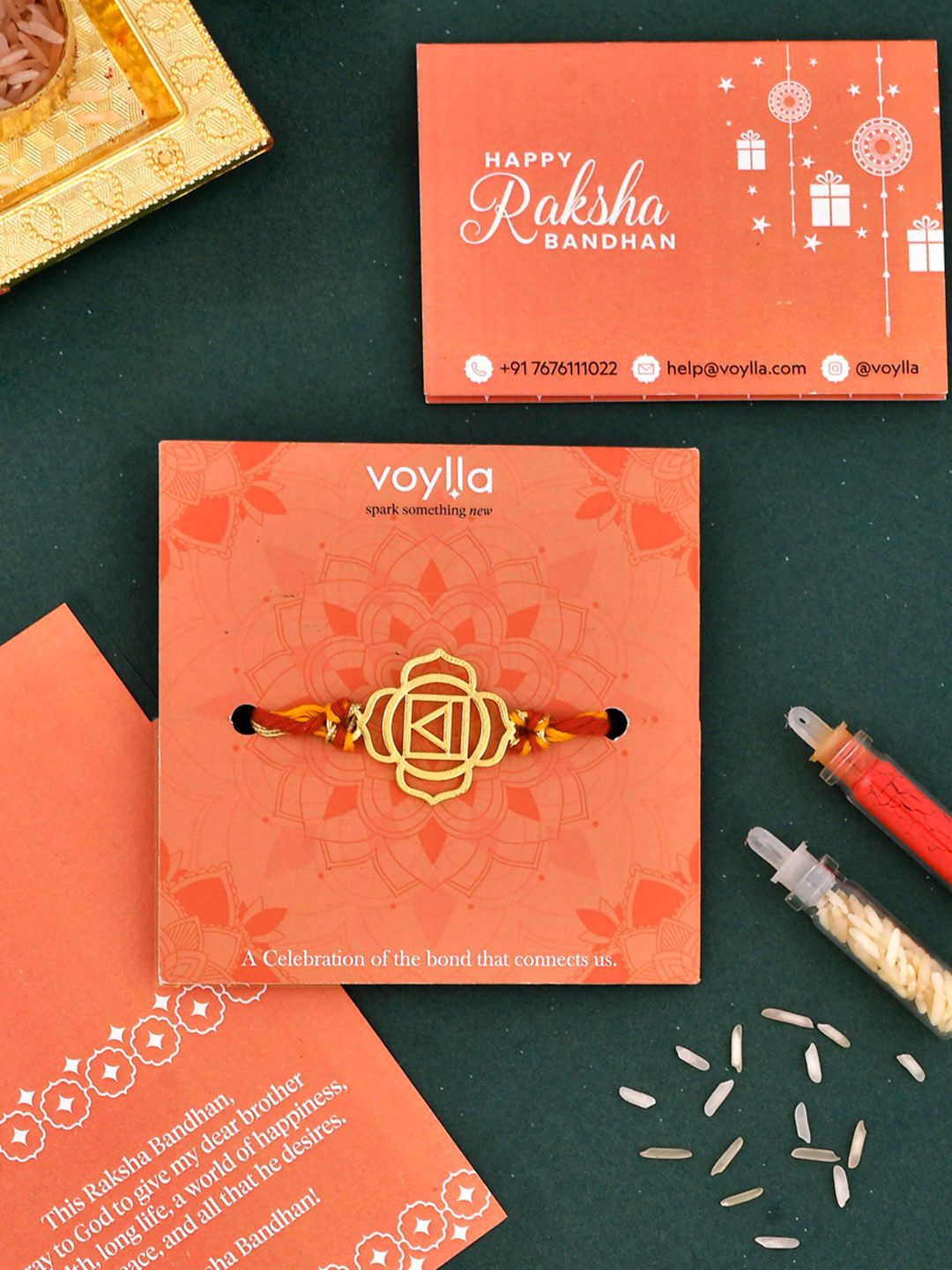 Voylla High Polish Abstract Floral Motif Rakhi-picture-5