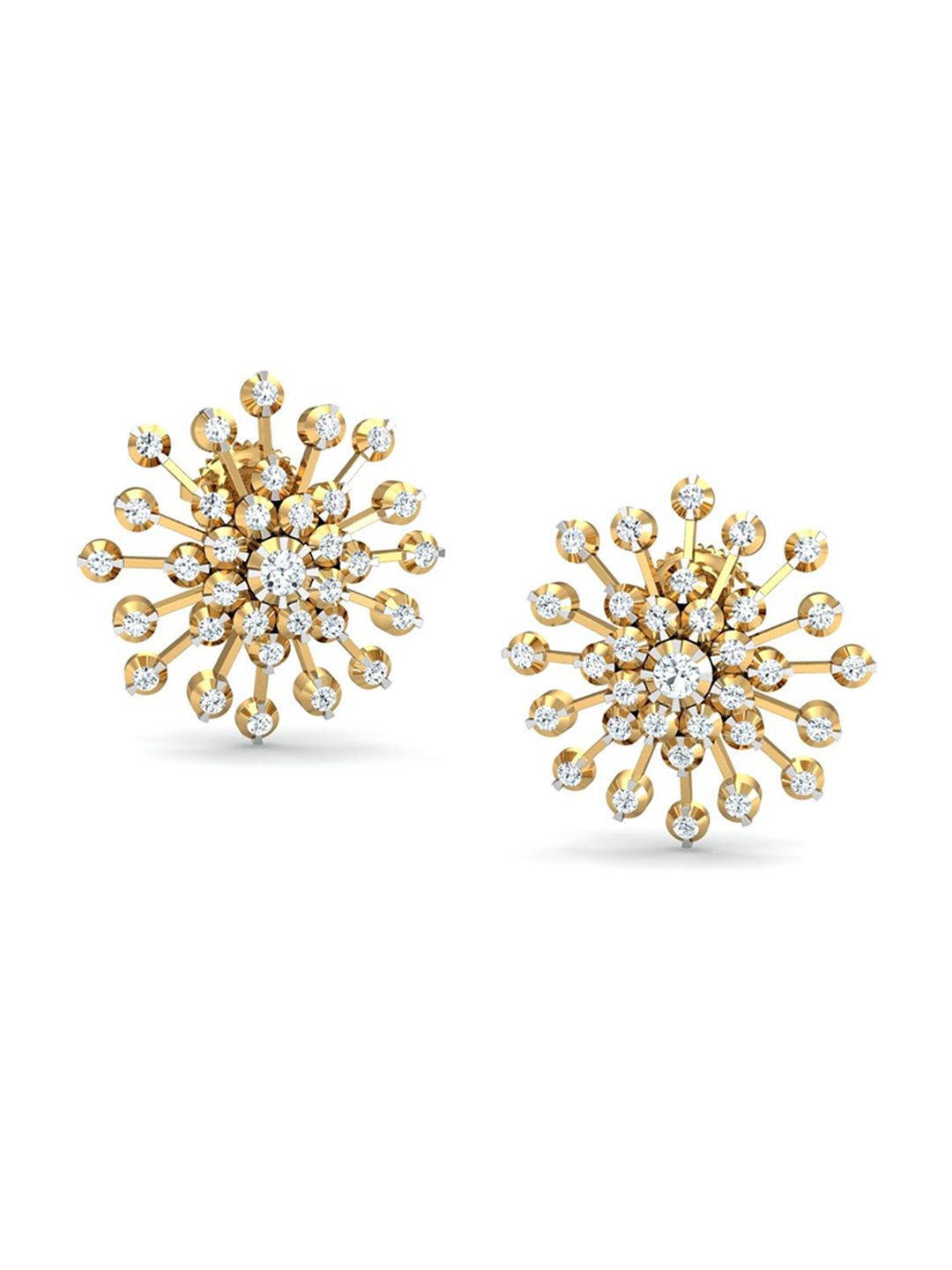 KUBERBOX Dandelion 18KT Gold Diamond-Studded Earrings-5.4gm-image-38