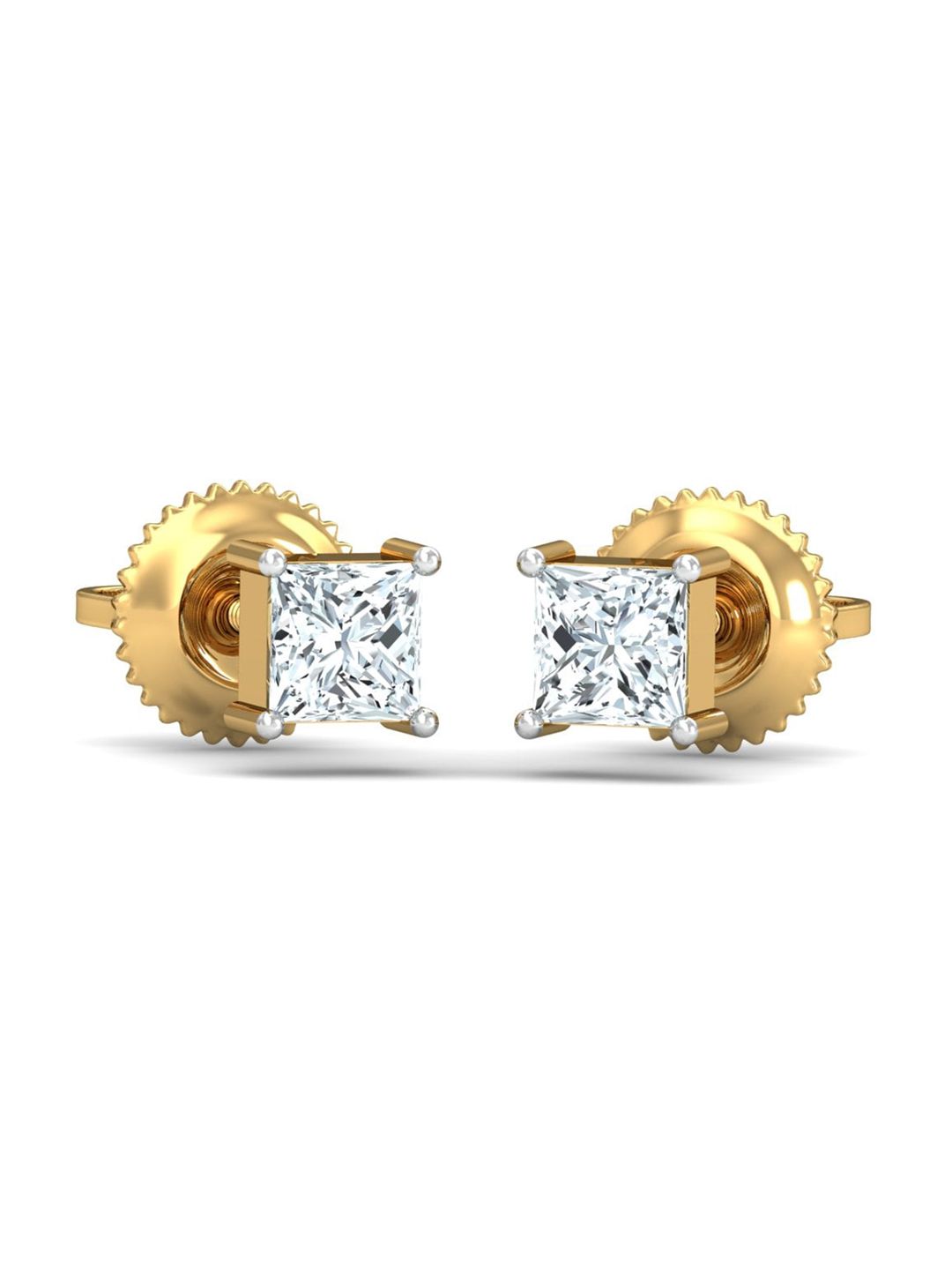 KUBERBOX 18KT Gold Diamond-Studded Stud Earrings - 1.08gm-image-8