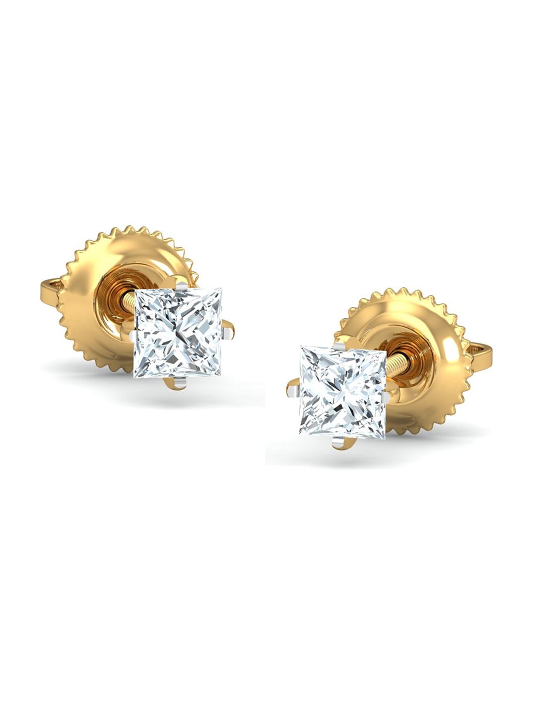 KUBERBOX 18KT Gold Diamond-Studded Stud Earrings - 0.76gm-image-7