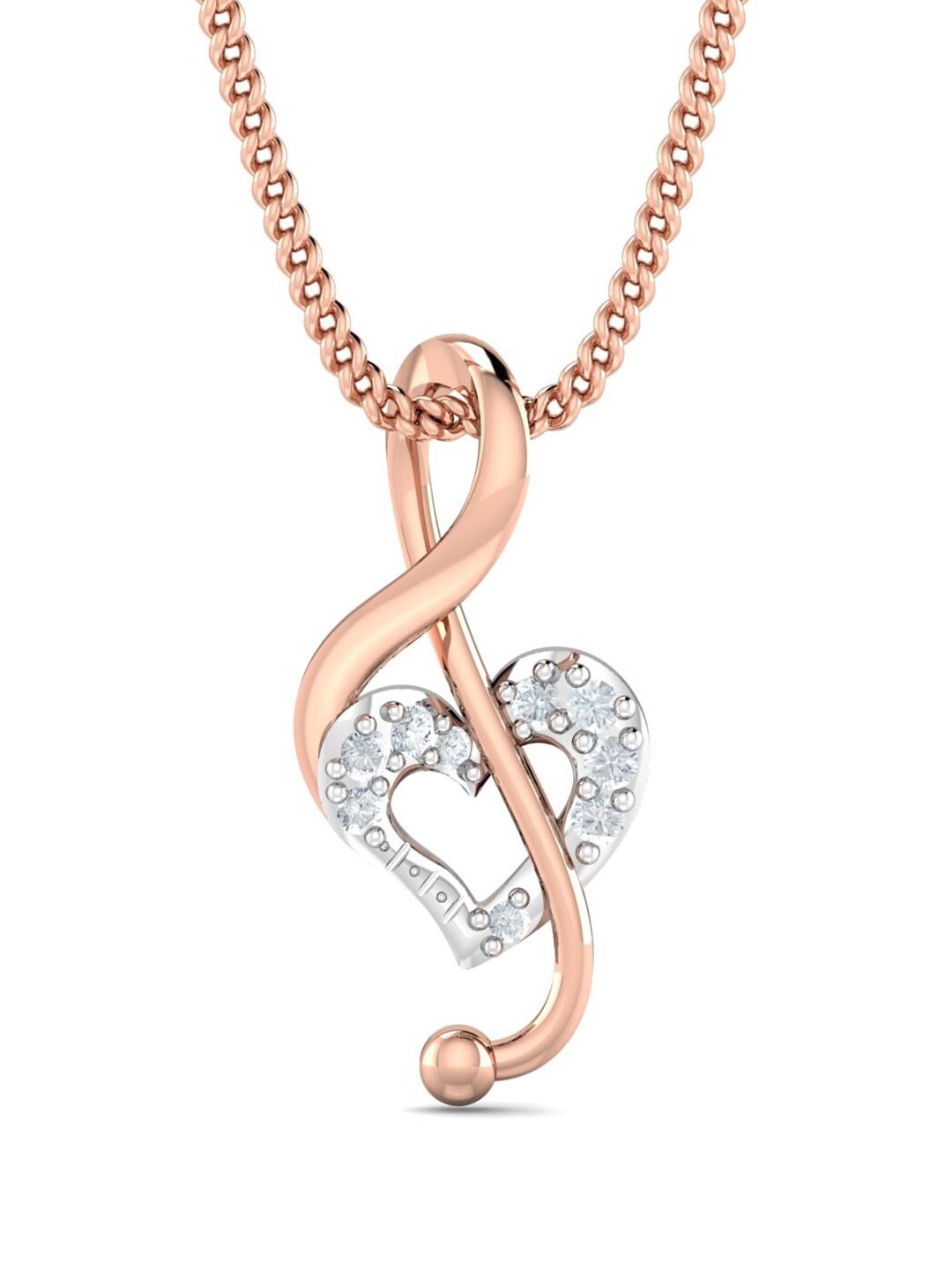 KUBERBOX  Musical Love 18KT Rose Gold Diamond-Studded Pendant- 0.5gm-picture-23