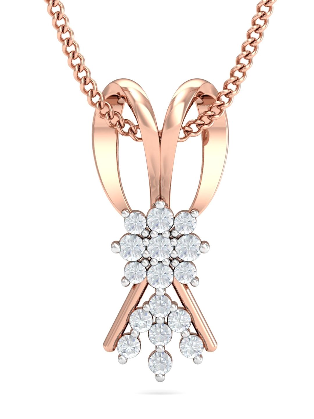 KUBERBOX Alika Fancy 18KT Rose-Gold Diamond-Studded Pendant - 0.65gm-picture-25