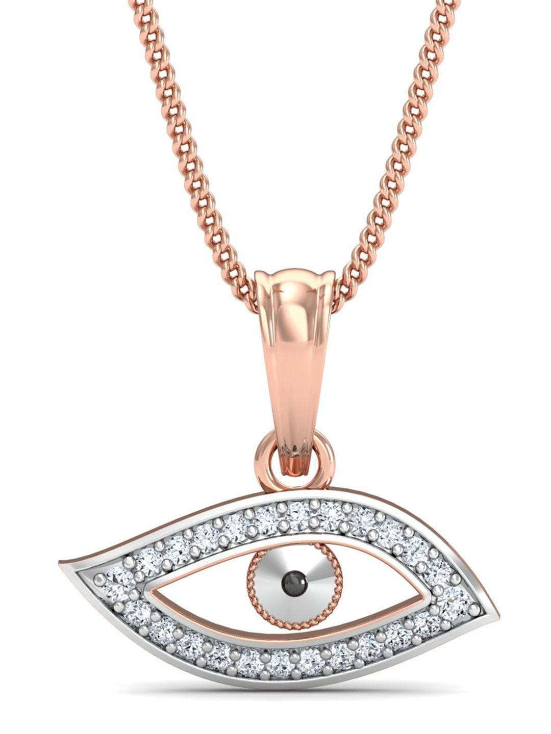 KUBERBOX 18KT Rose Gold Evil Eye Diamond-Studded Pendant -0.64 gm-picture-10