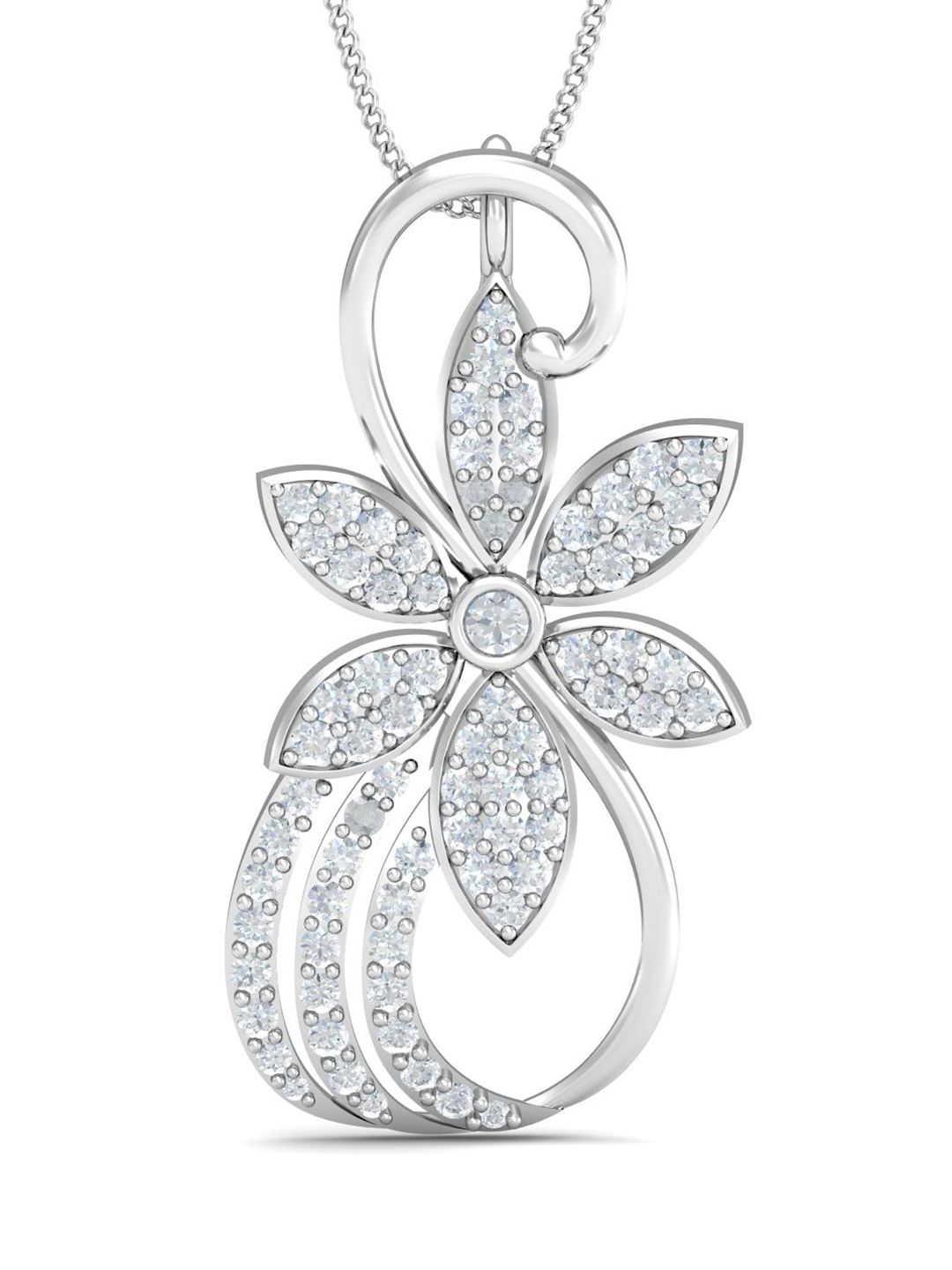 KUBERBOX Fancy Fantasia 18KT White Gold Diamond-Studded Pendant-6.0 gm-picture-17