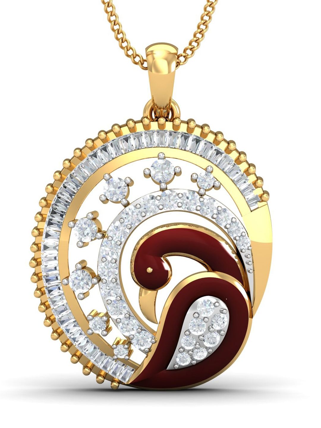 KUBERBOX Rangoli Kala 18KT Gold Diamond-Studded Pendant- 3.04 gm-picture-35