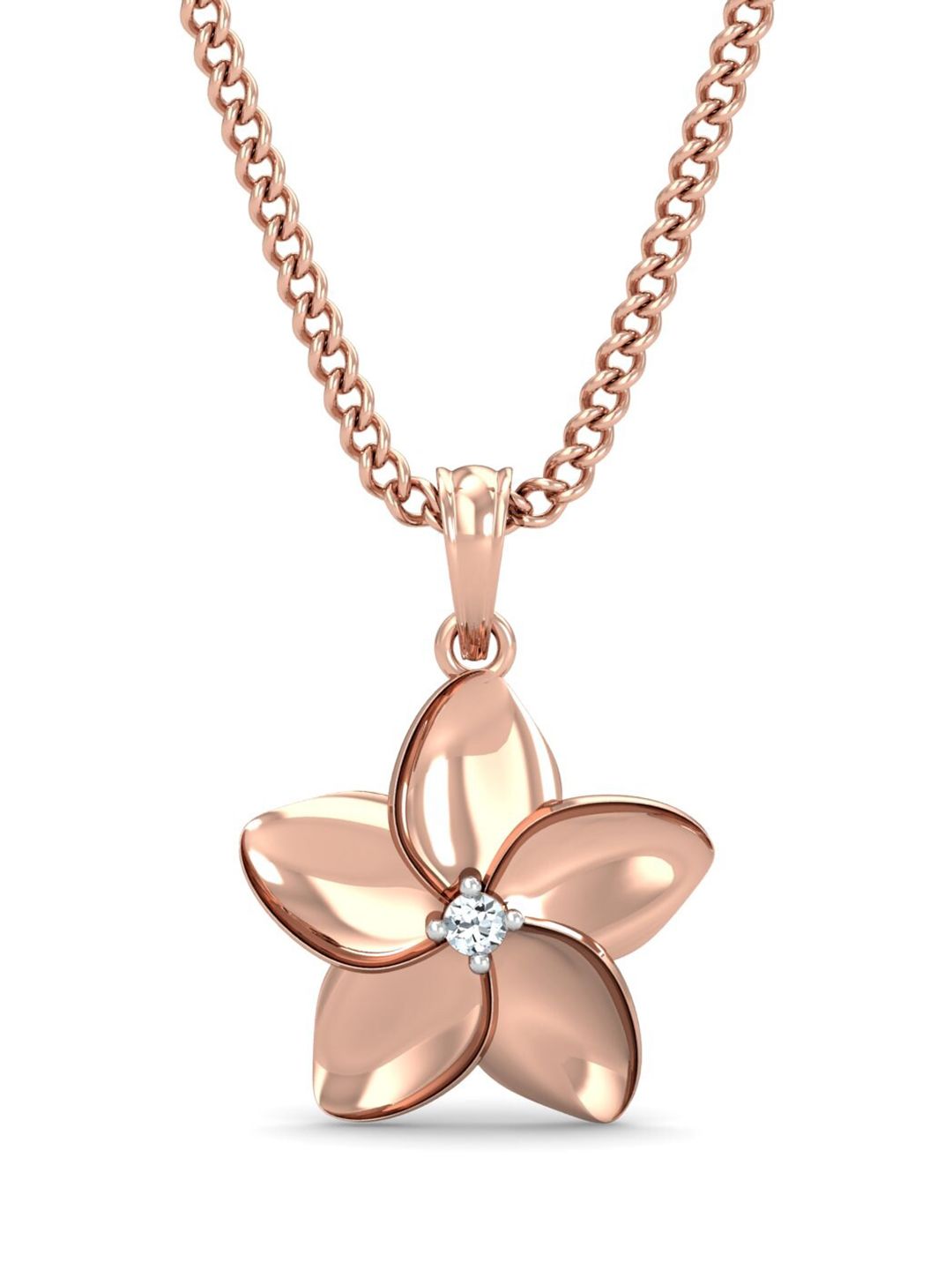 KUBERBOX Ziris 18KT Rose Gold Diamond-Studded Pendant-1.36 gm-picture-18