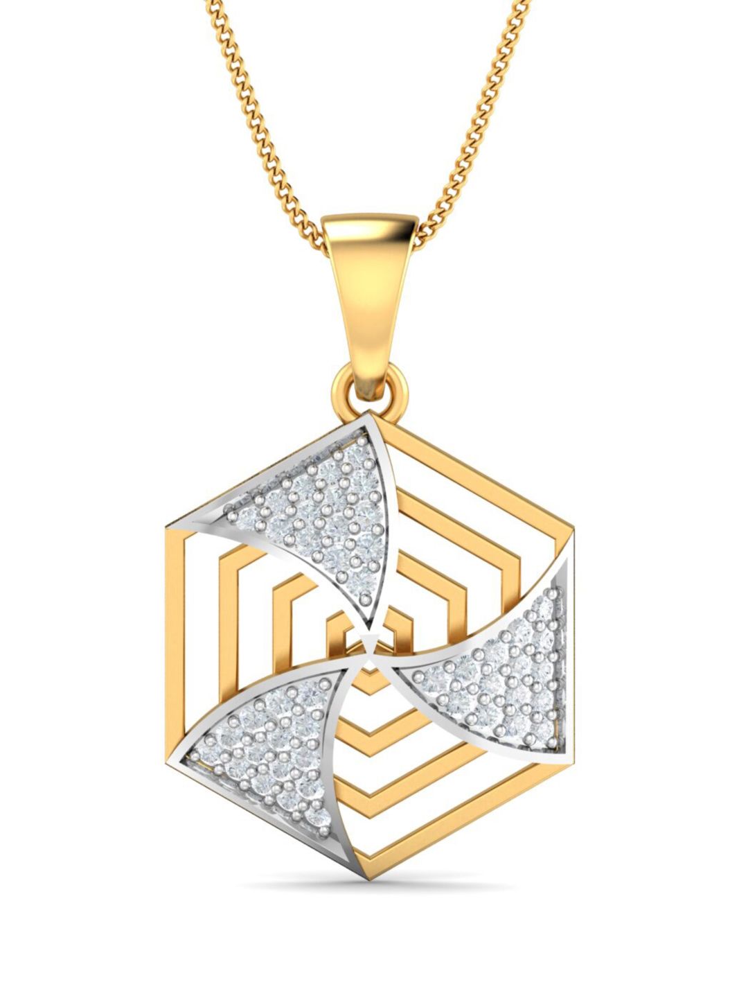 KUBERBOX Hazan Filigree 18KT Gold Diamond Diamond-Studded Pendant-1.17gm-picture-17