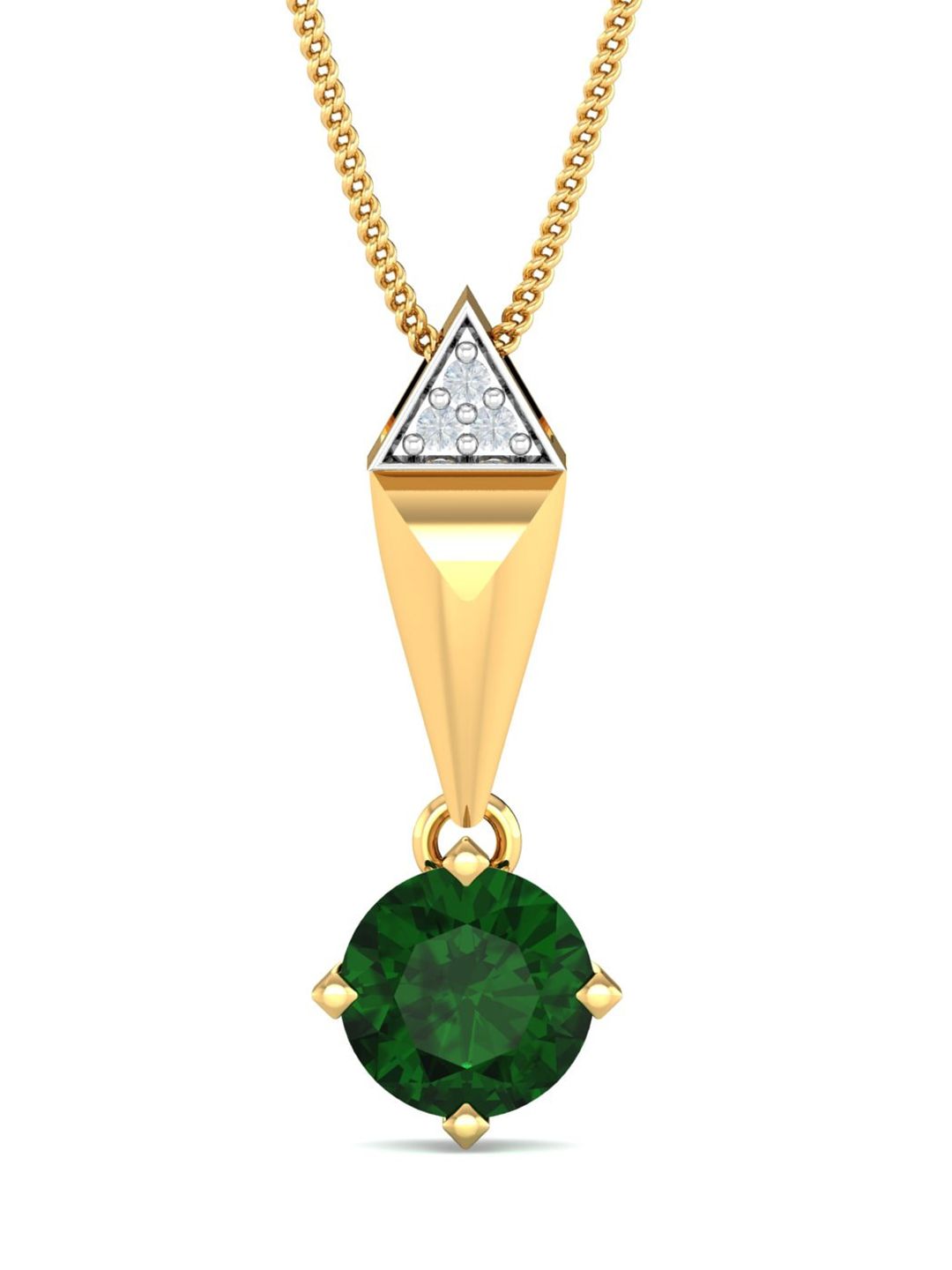 KUBERBOX Annora 18KT Gold Diamond Quartz Studded Pendant-1.49gm-picture-37