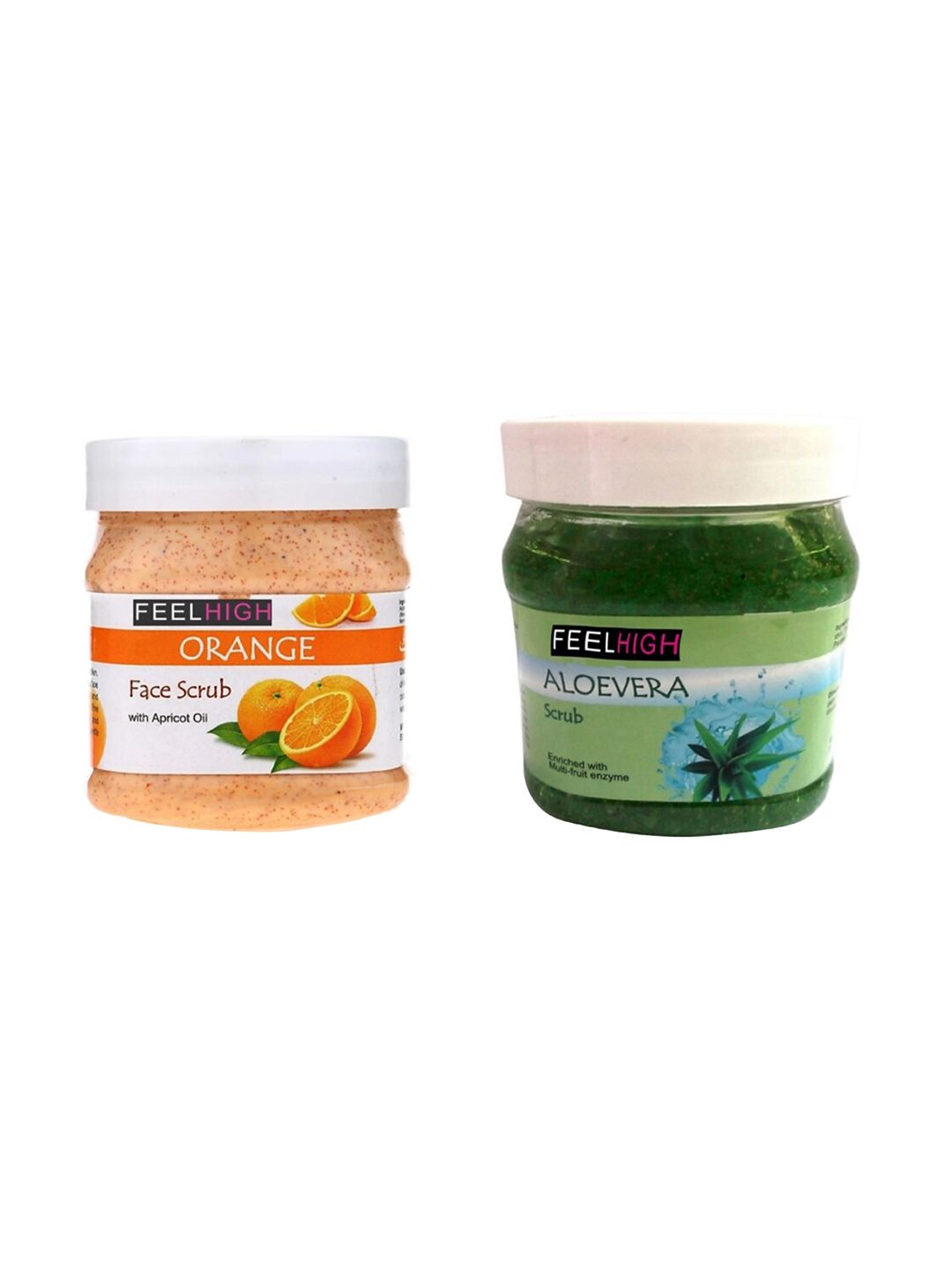 feelhigh Set Of 2 Orange Scrub & Aloe Vera Scrub For Face & Body 500 ml Each-picture-25