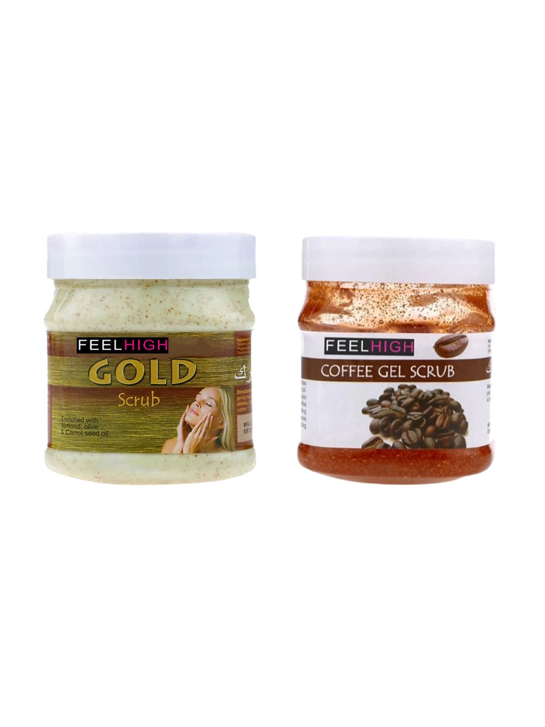 FEELHIGH Set of Gold & Coffee Organic Face & Body Scrub - 500 ml each-image-4