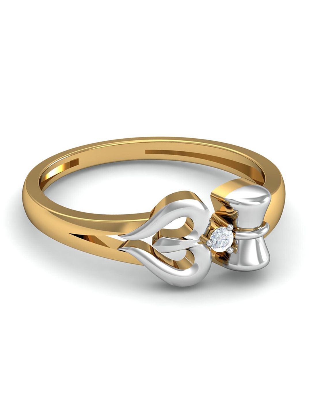 KUBERBOX Men Damru-Trishul 18KT Gold Diamond-Studded Ring-4.52gm-image-3