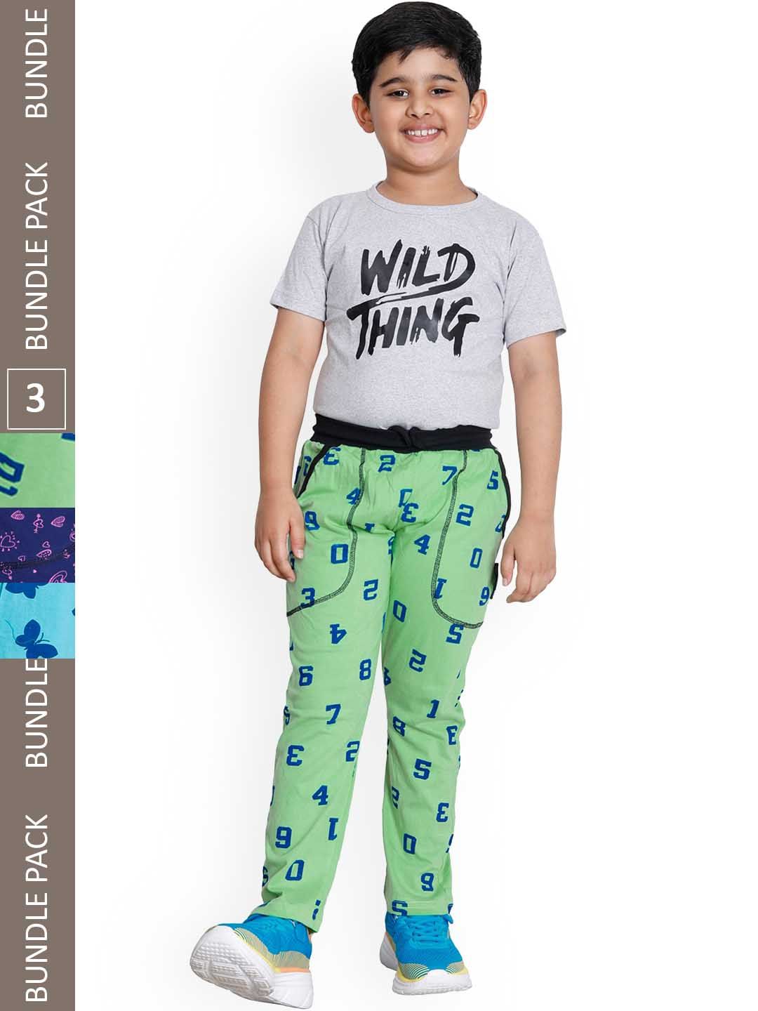 IndiWeaves Boys Pack Of 3 Mid-Rise Cotton Relaxed Fit Track Pants-picture-18