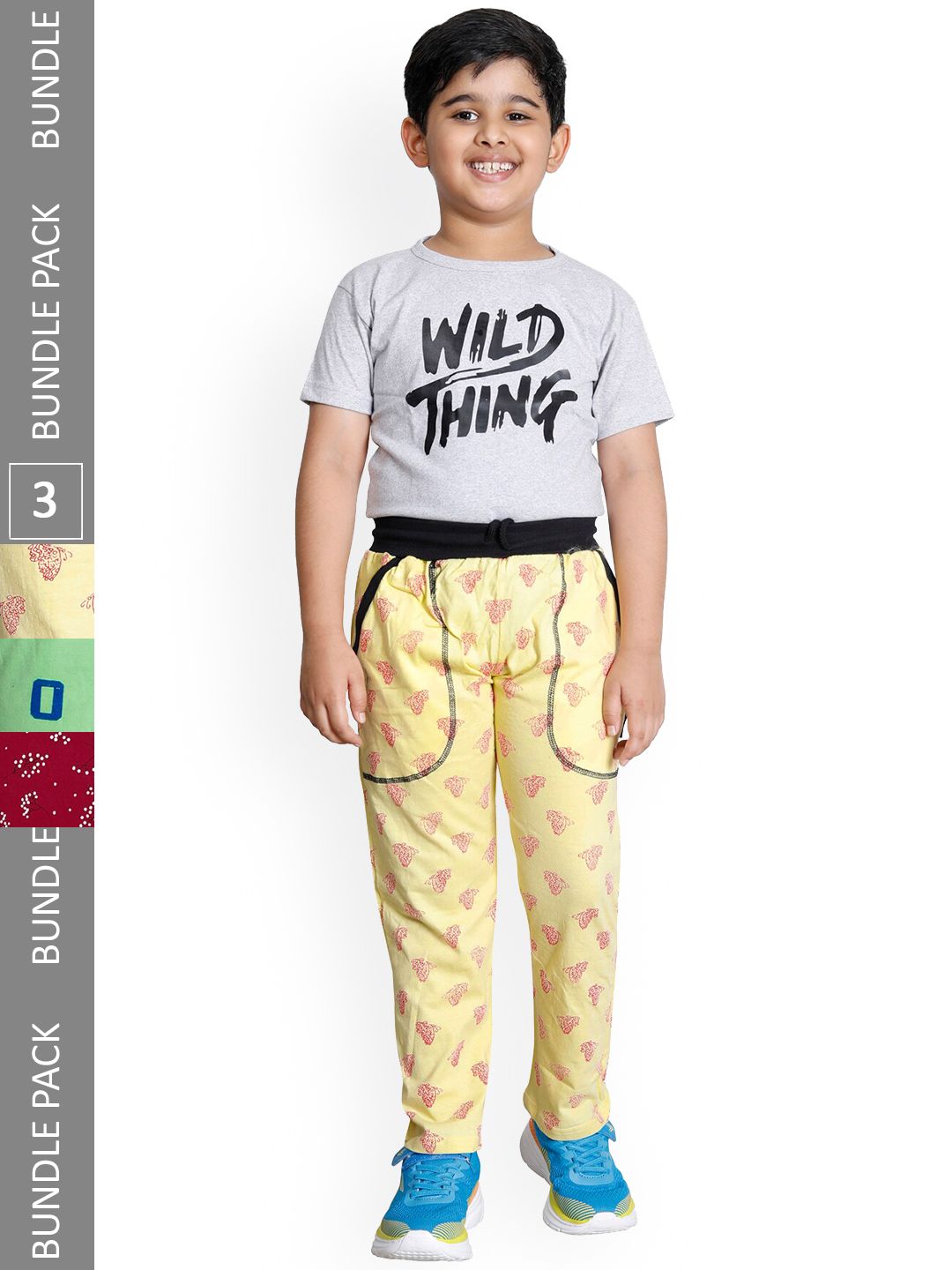 IndiWeaves Boys Pack Of 3 Printed Cotton Mid-Rise Track Pants-picture-35